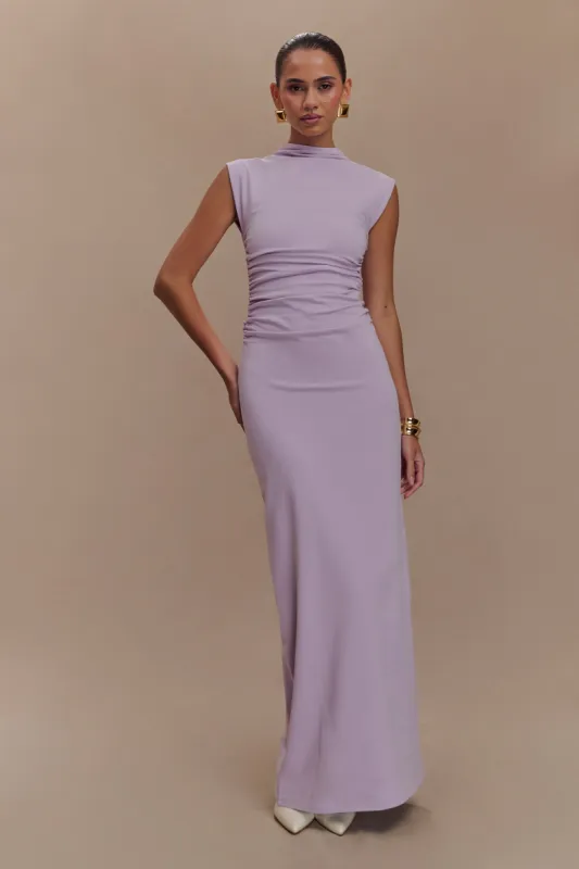 Elliot High Neck Sleeveless Maxi Dress - Lilac sold by Meshki