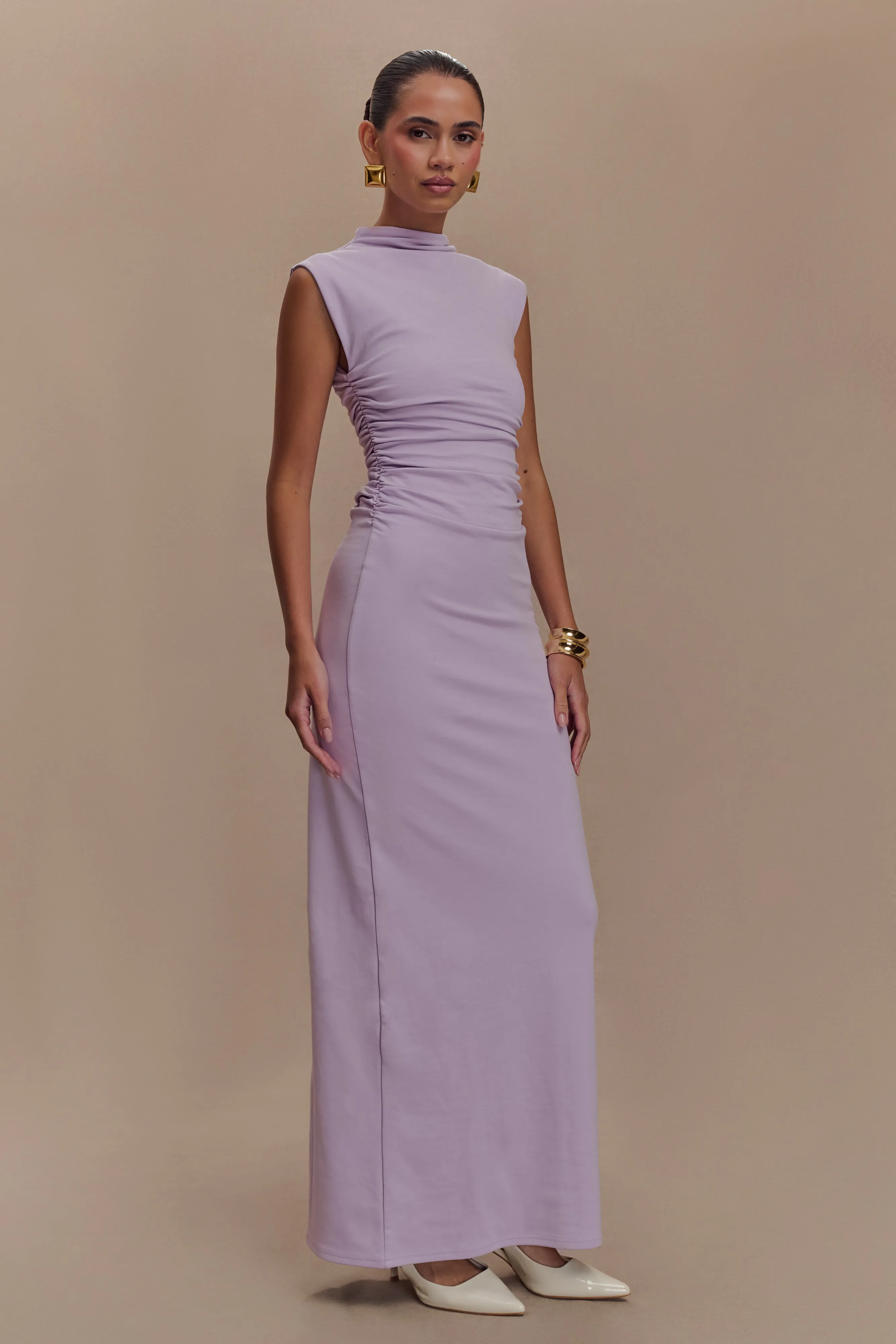 Elliot High Neck Sleeveless Maxi Dress - Lilac sold by Meshki product image thumbnail 4