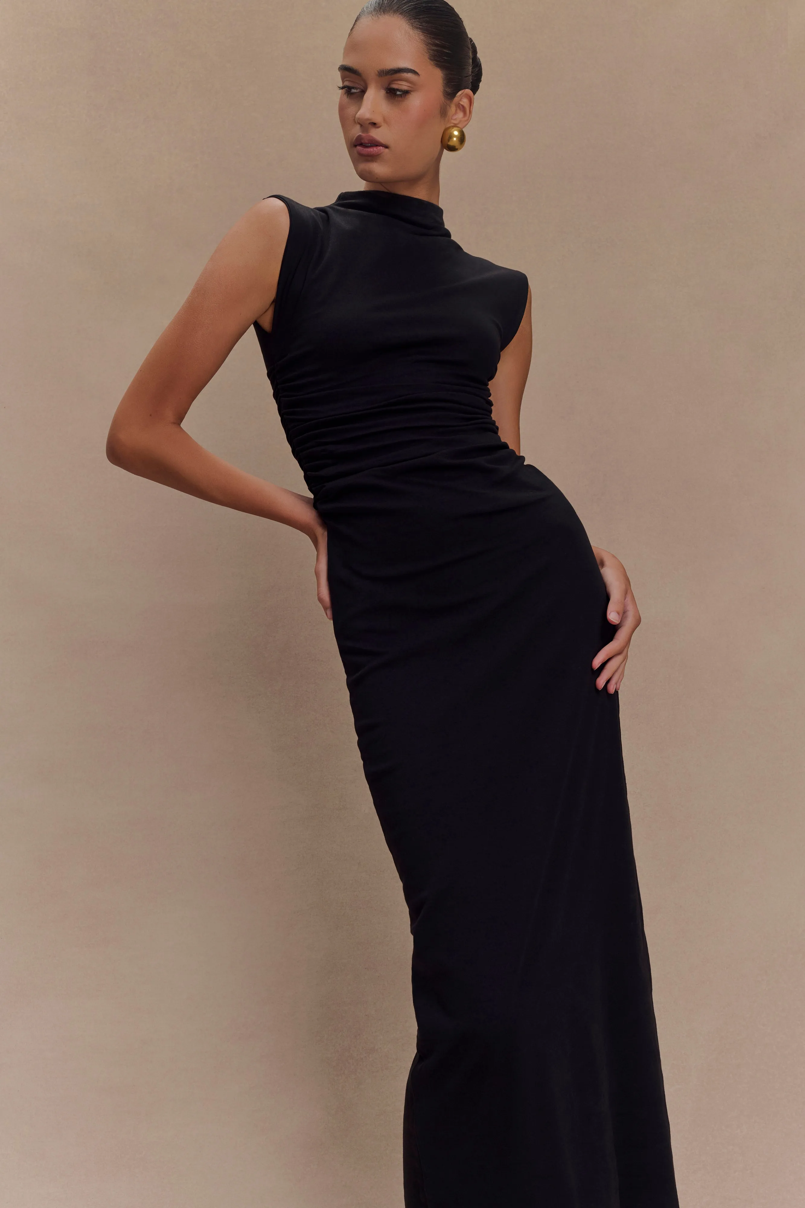 Elliot High Neck Sleeveless Maxi Dress - Black sold by Meshki product image thumbnail 4