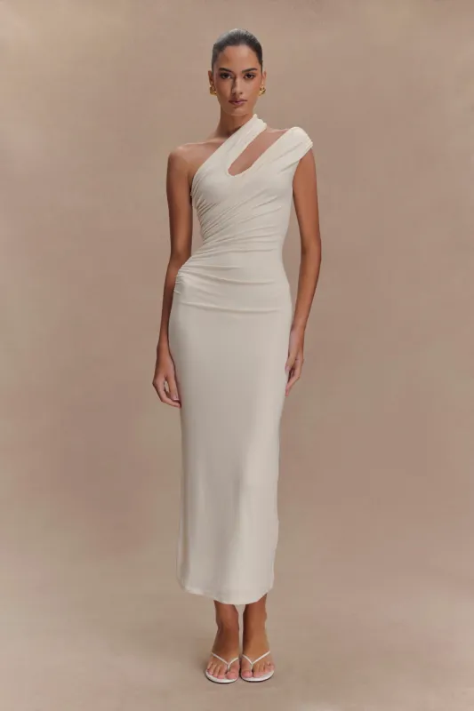 Anastasia One Shoulder Modal Midi Dress - Ivory sold by Meshki
