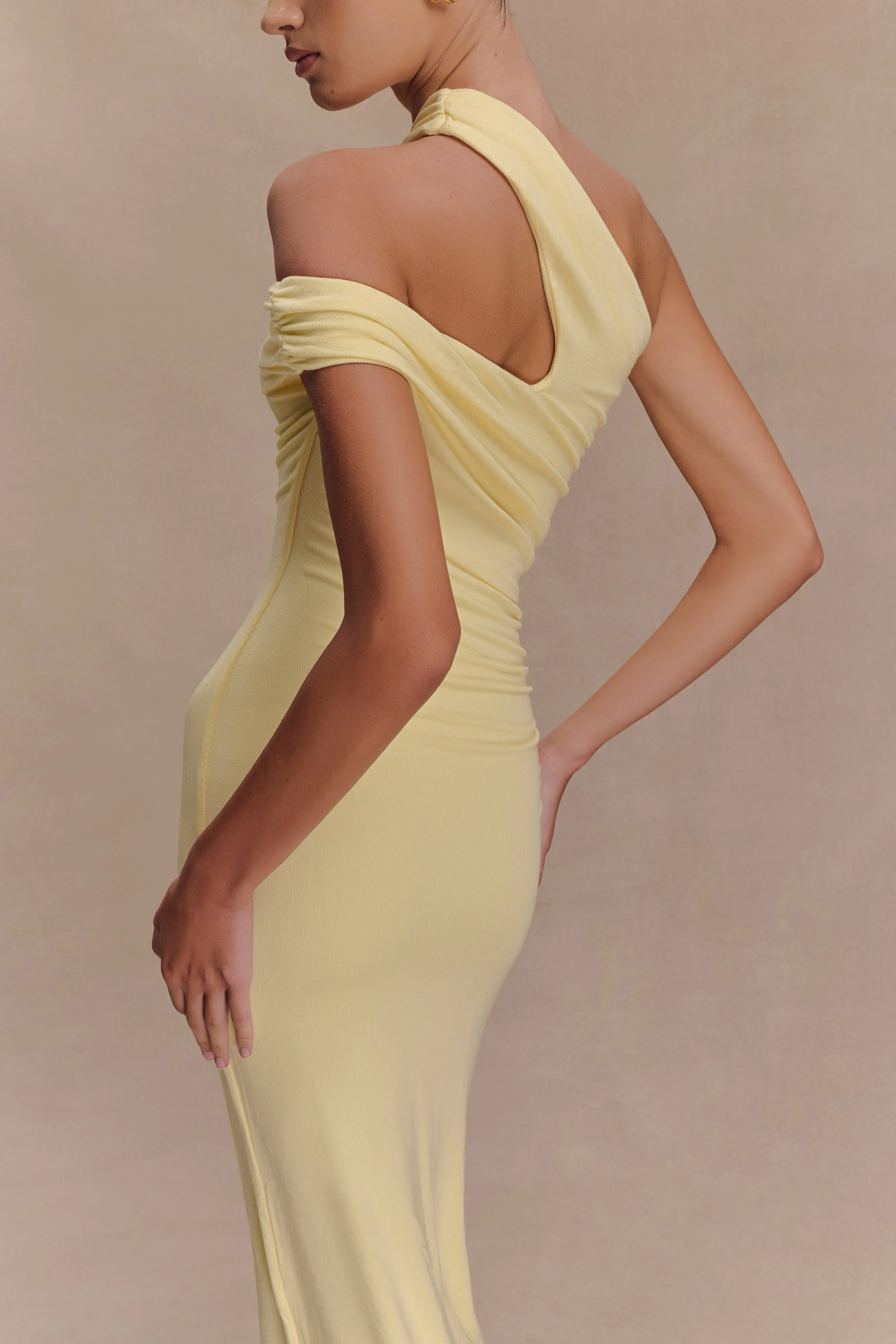 Anastasia One Shoulder Modal Midi Dress - Pale Lemon sold by Meshki product image thumbnail 4