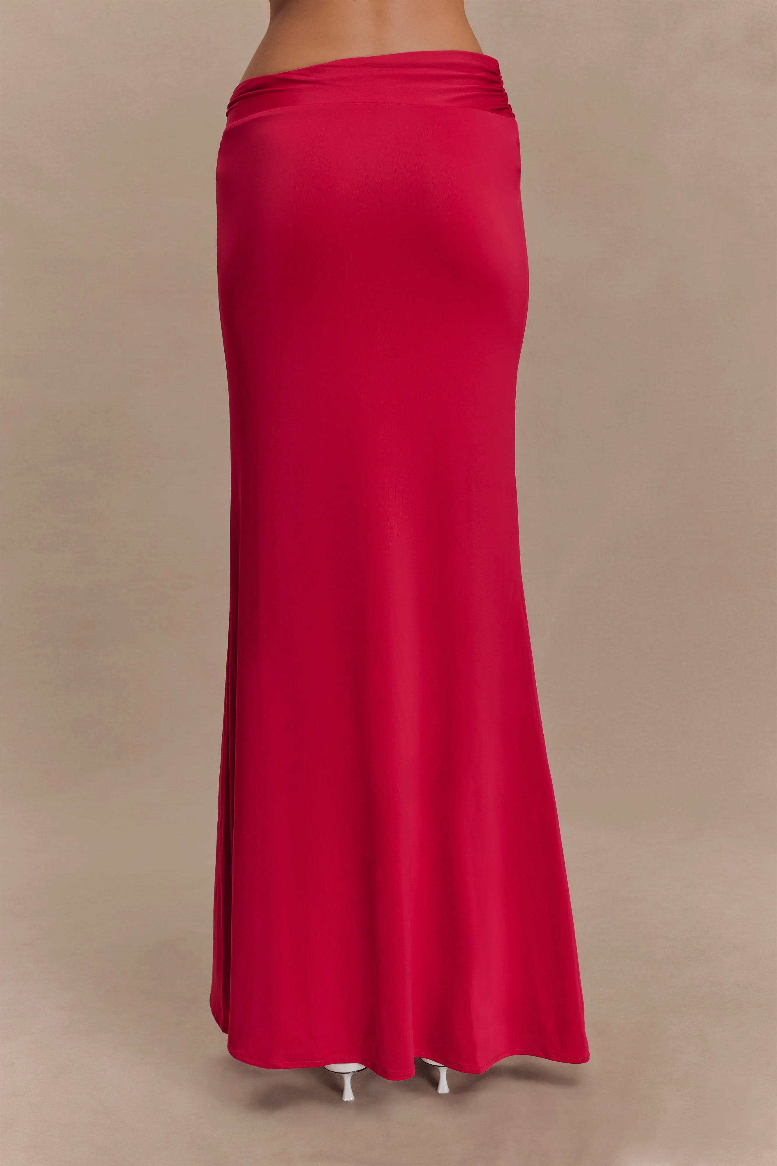 Ainsley Asymmetrical Maxi Skirt With Floral Hardware - Fuchsia Pink sold by Meshki product image thumbnail 4