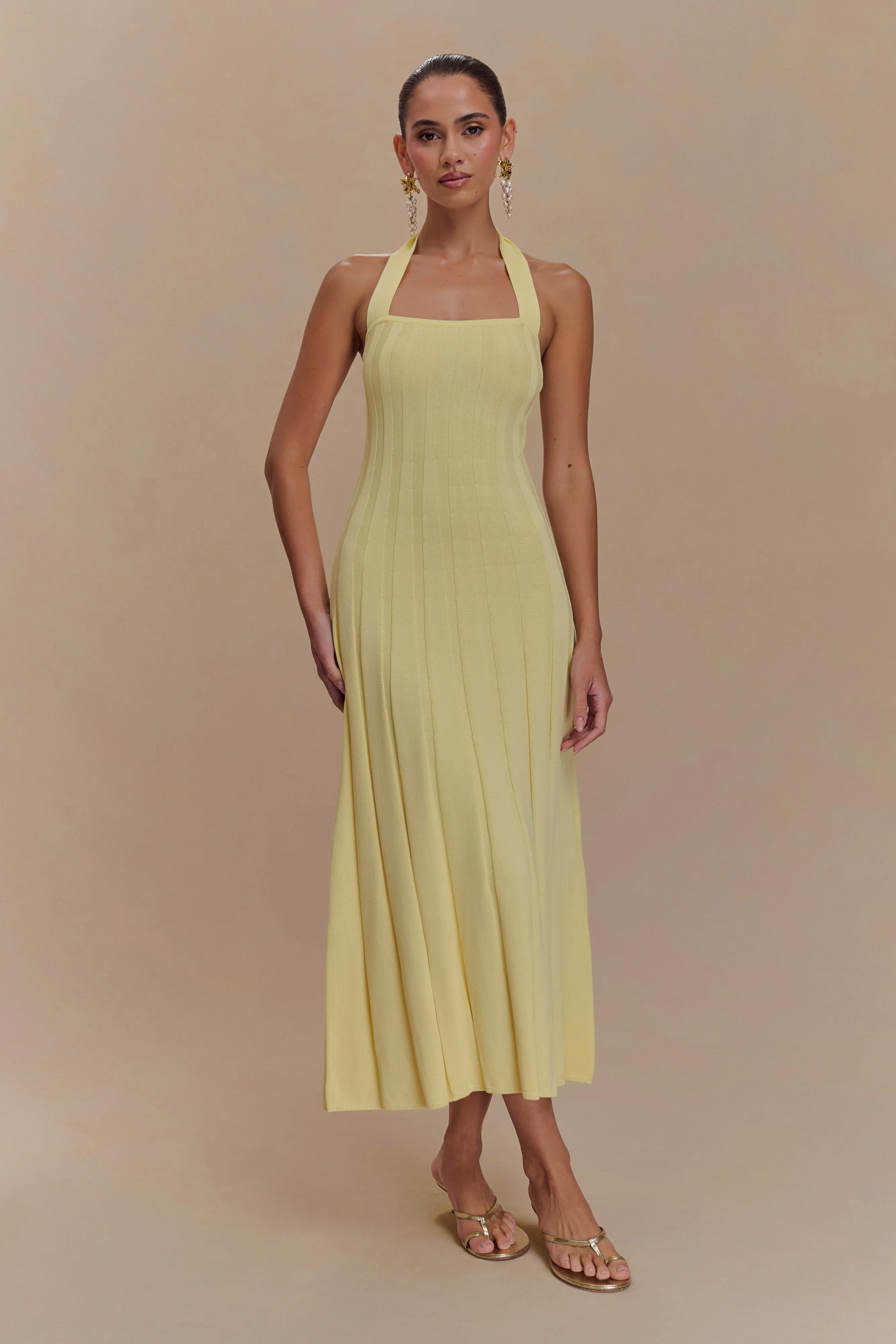 Jacqui Halter Knit Midi Dress - Lemon sold by Meshki product image thumbnail 5