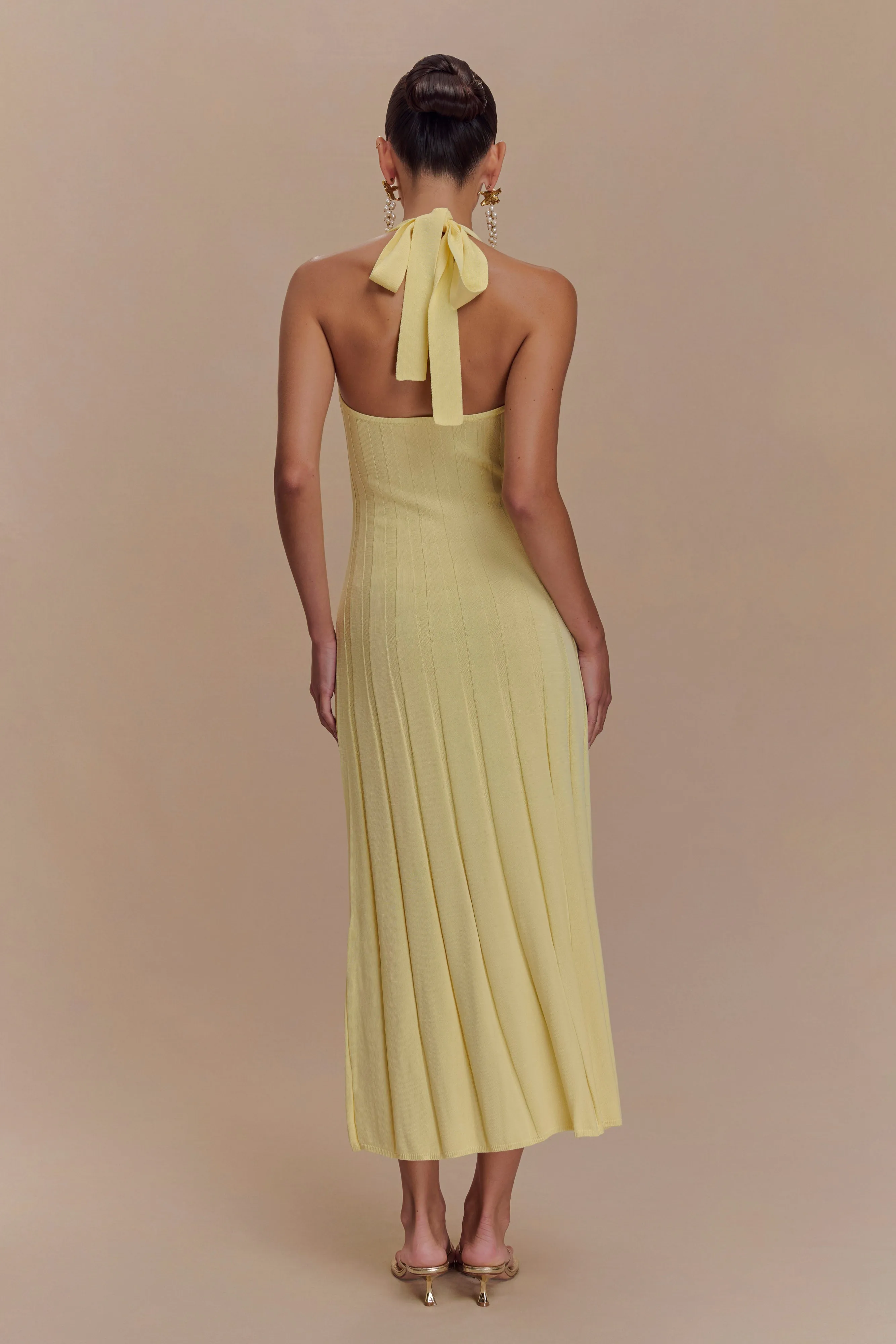 Jacqui Halter Knit Midi Dress - Lemon sold by Meshki product image thumbnail 2