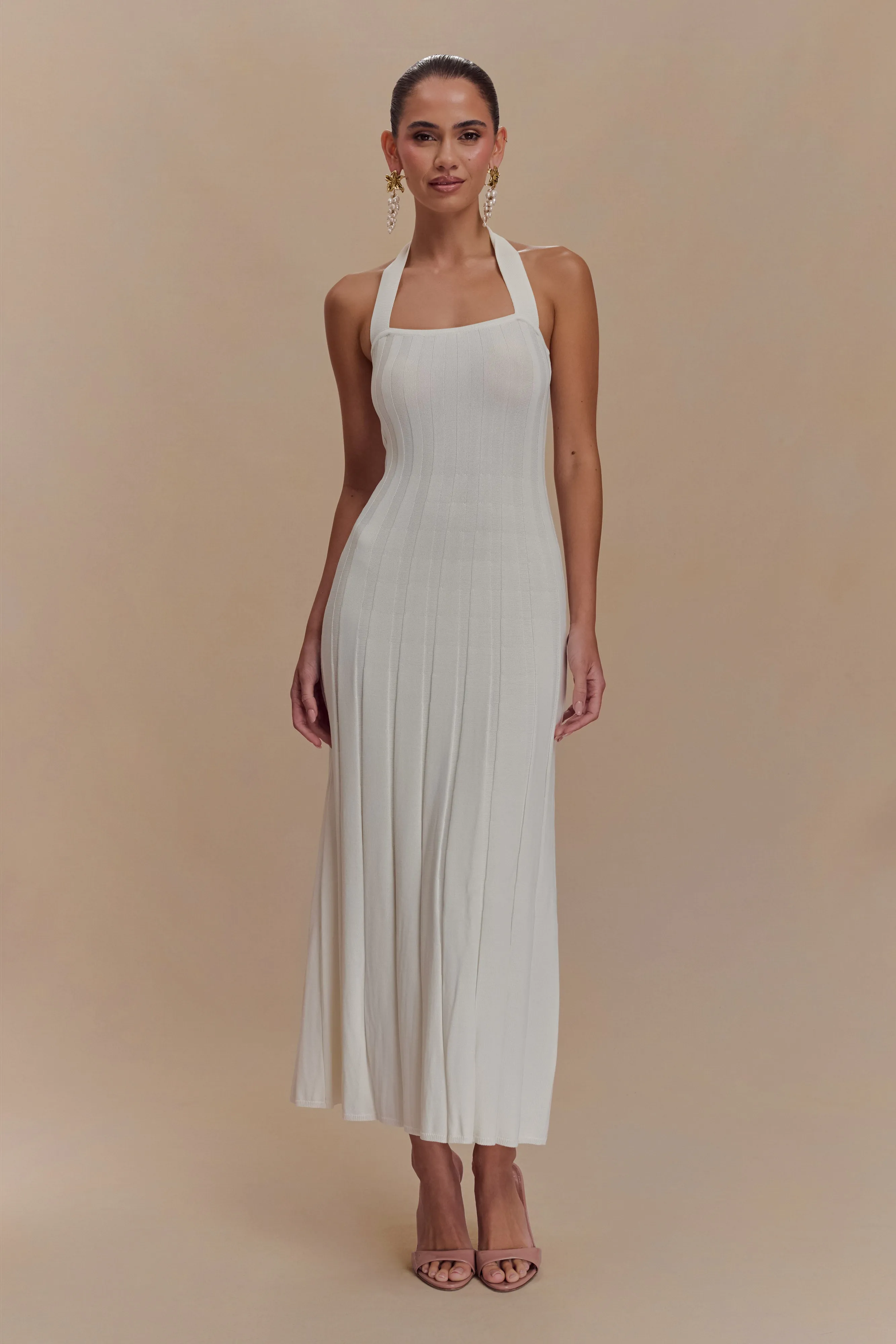 Jacqui Halter Knit Midi Dress - Ivory sold by Meshki