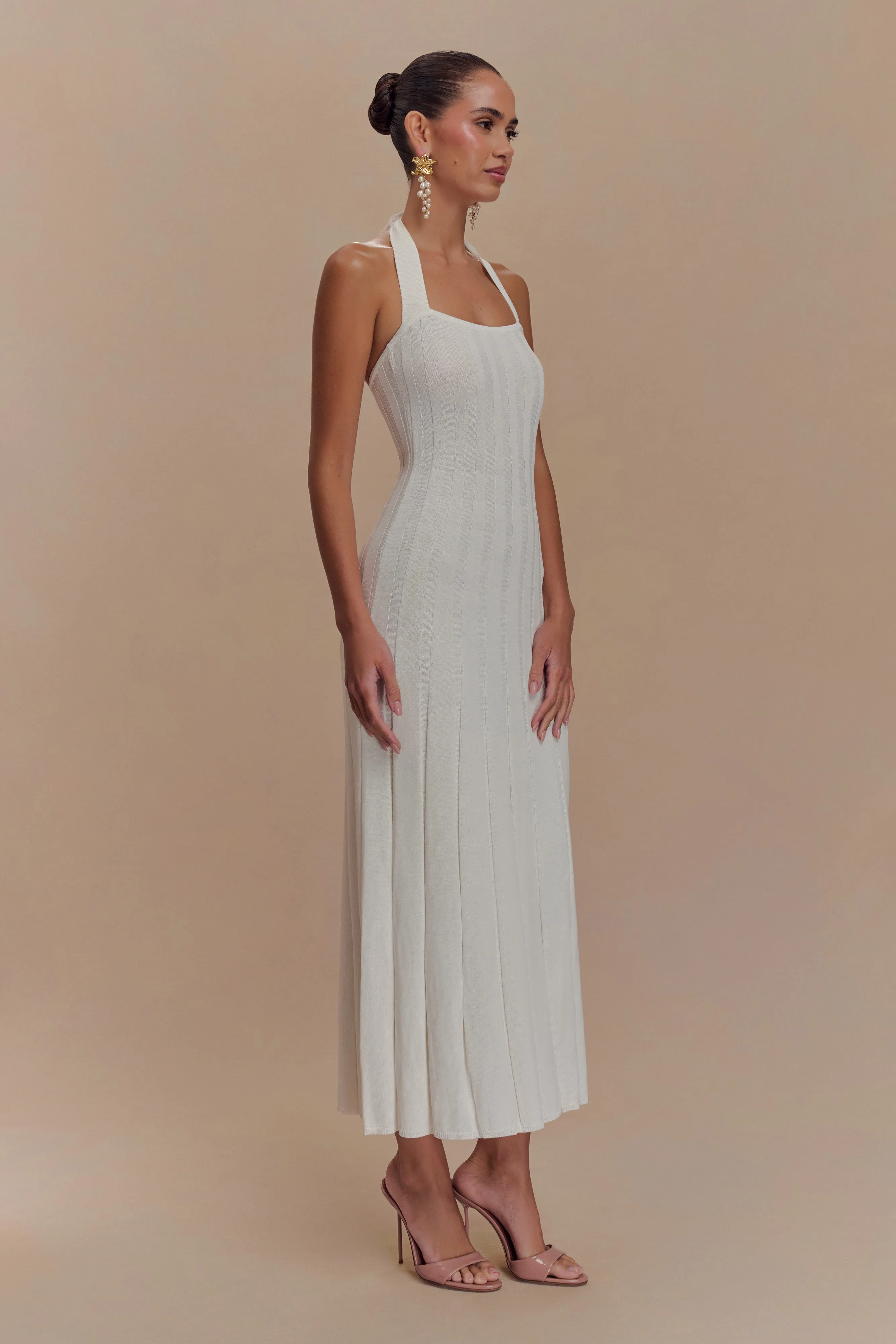 Jacqui Halter Knit Midi Dress - Ivory sold by Meshki product image thumbnail 4