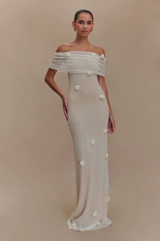 Brynn Orchid Knit Maxi Dress - Ivory sold by Meshki