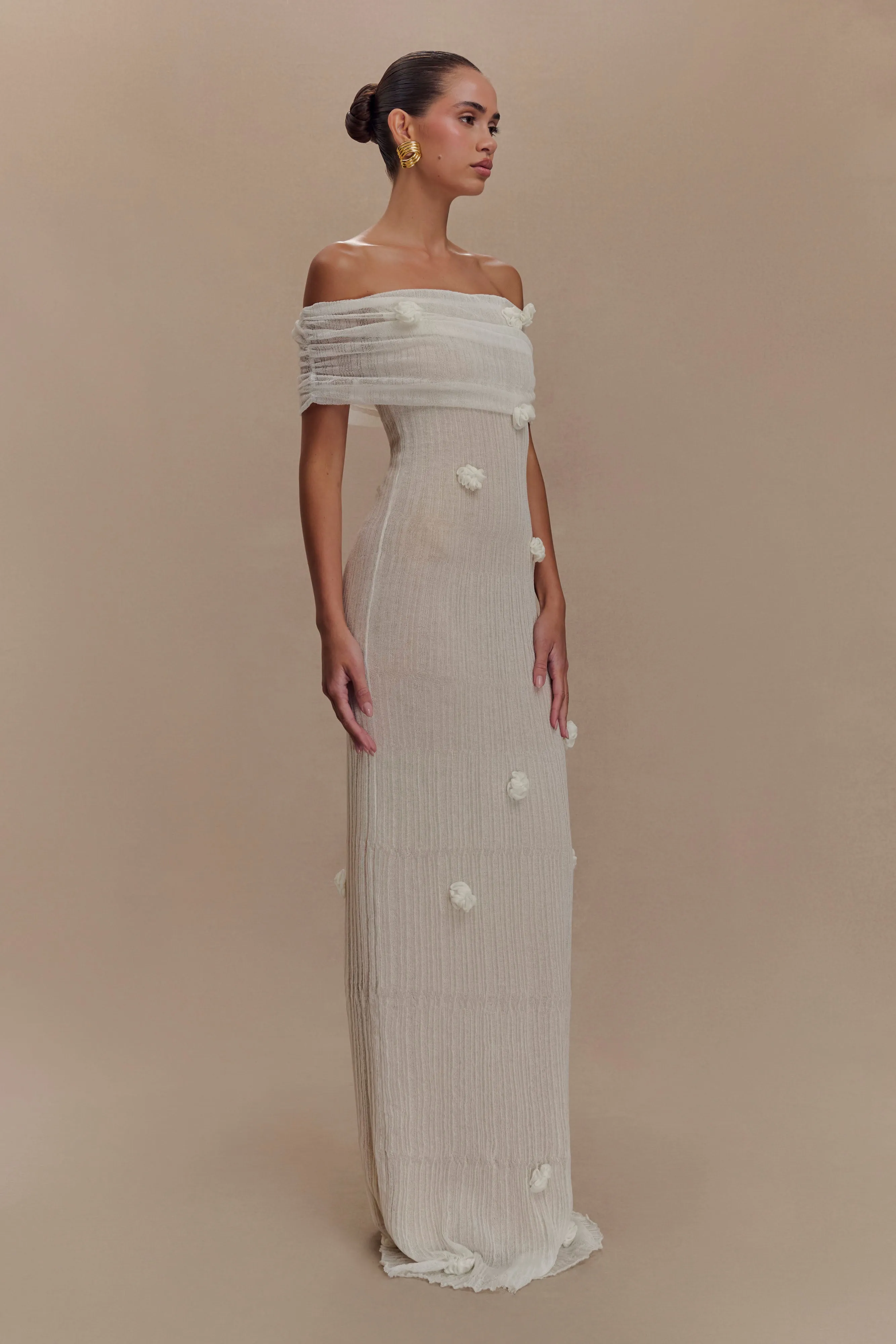 Brynn Orchid Knit Maxi Dress - Ivory sold by Meshki product image thumbnail 4