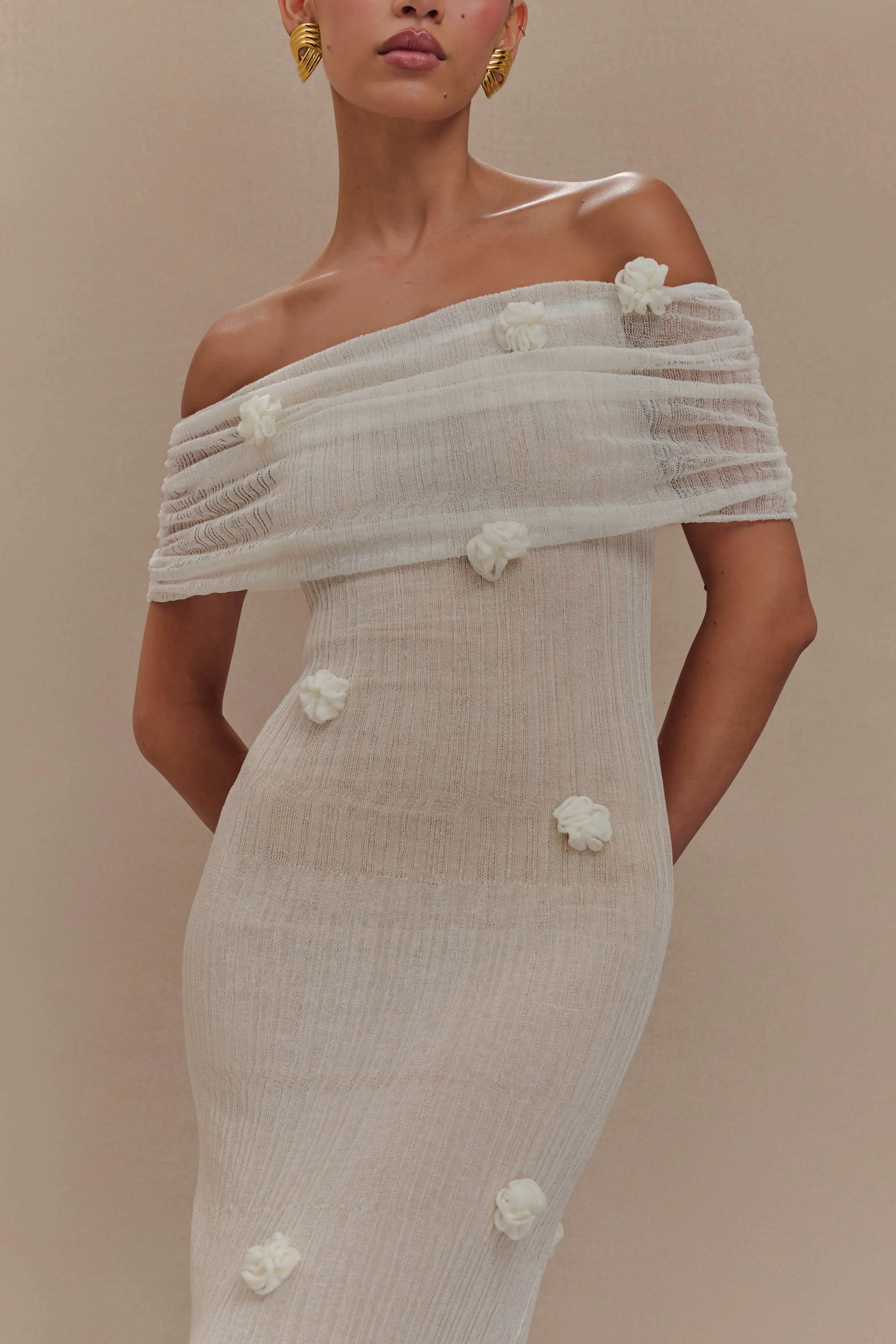 Brynn Orchid Knit Maxi Dress - Ivory sold by Meshki product image thumbnail 3