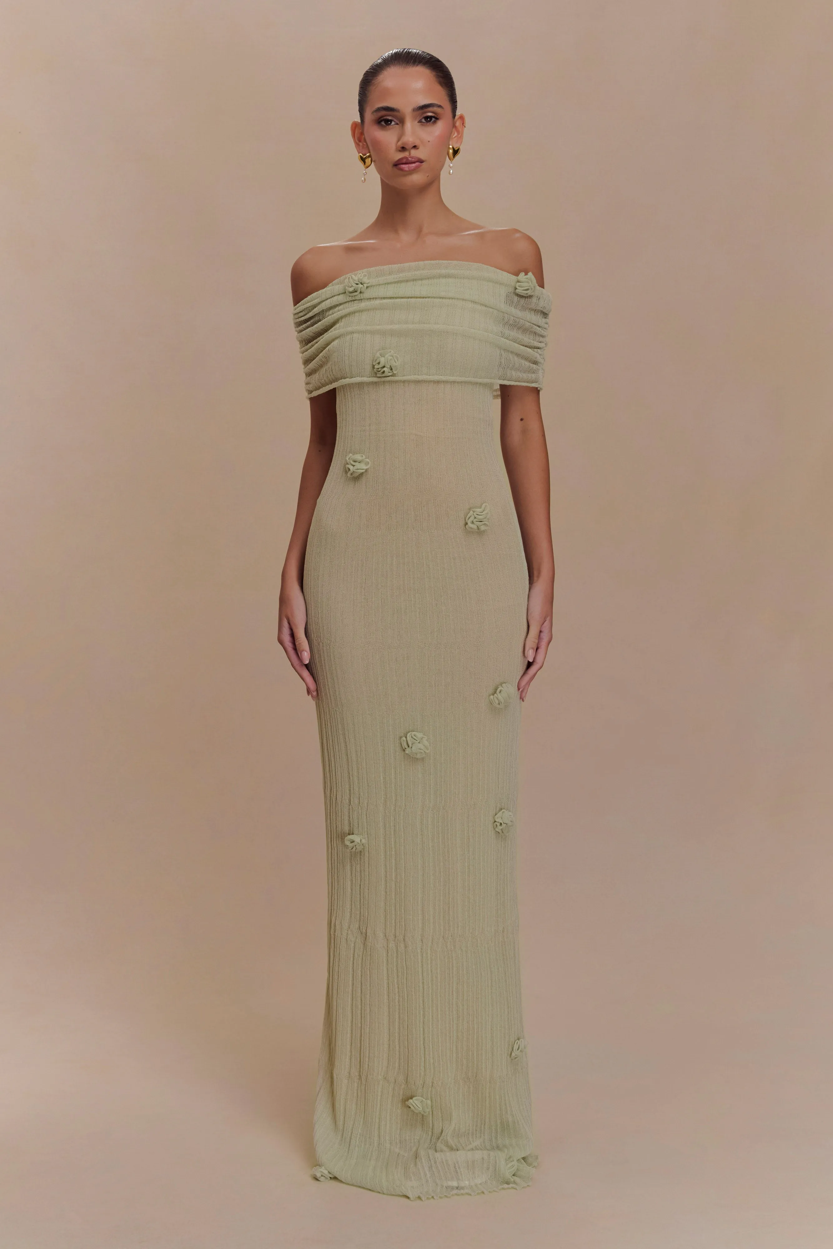 Brynn Orchid Knit Maxi Dress - Pastel Green sold by Meshki product image thumbnail 5
