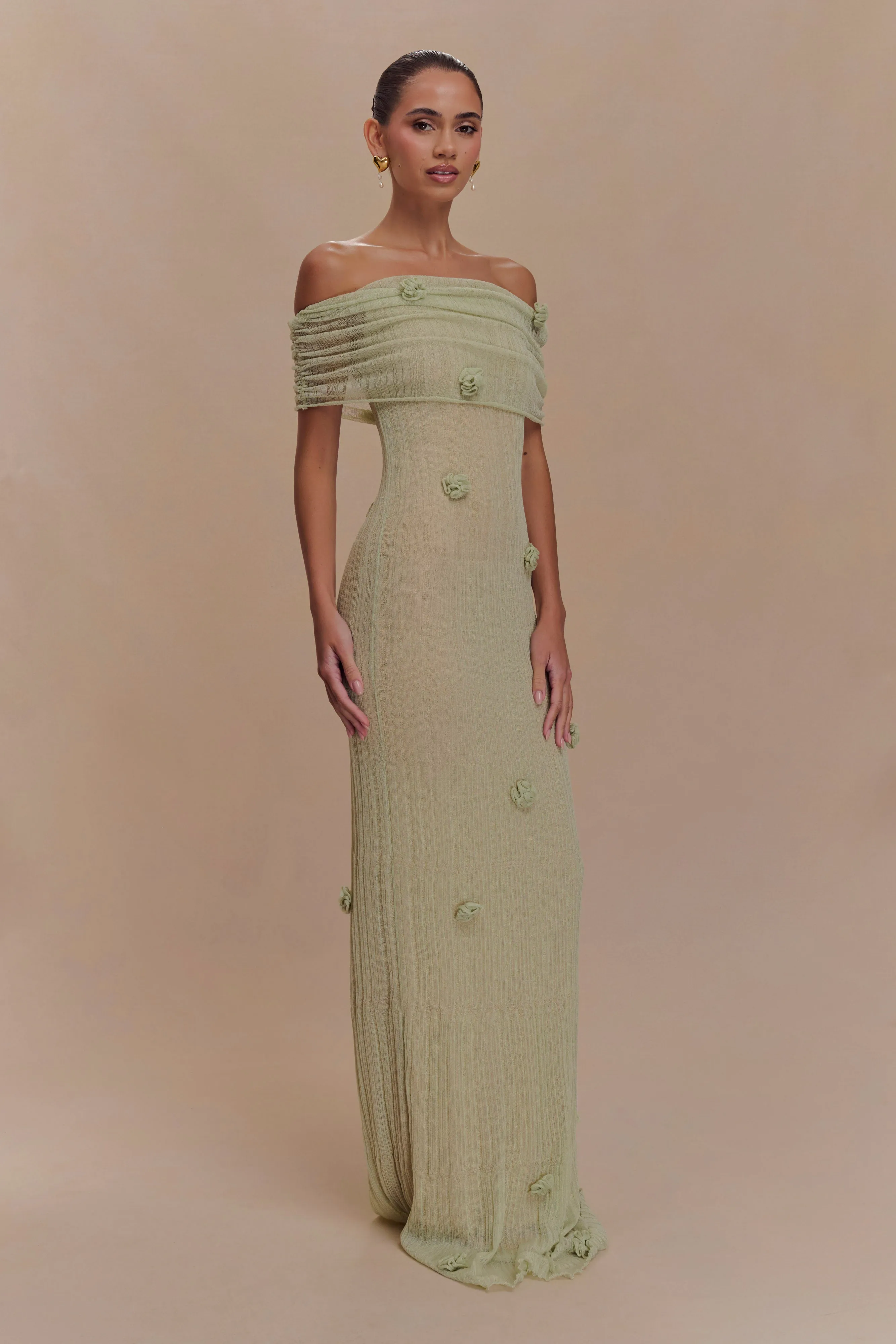 Brynn Orchid Knit Maxi Dress - Pastel Green sold by Meshki product image thumbnail 4