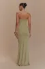 Madison Strapless Slinky Maxi Dress - Sage sold by Meshki