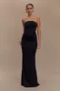 Madison Strapless Slinky Maxi Dress - Black sold by Meshki