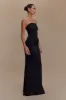 Madison Strapless Slinky Maxi Dress - Black sold by Meshki