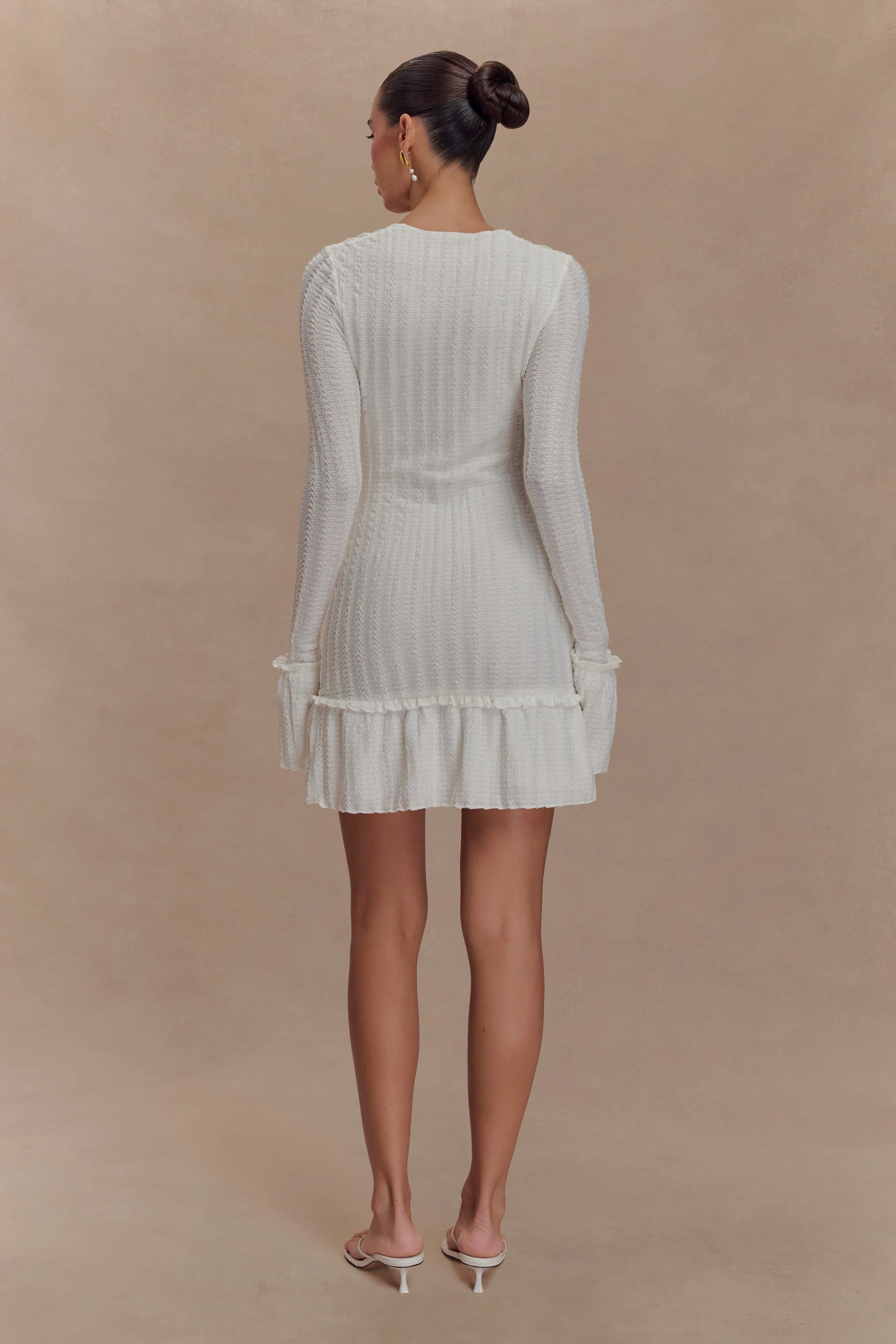 Daphne Pointelle Long Sleeve Mini Dress - Ivory sold by Meshki product image thumbnail 5