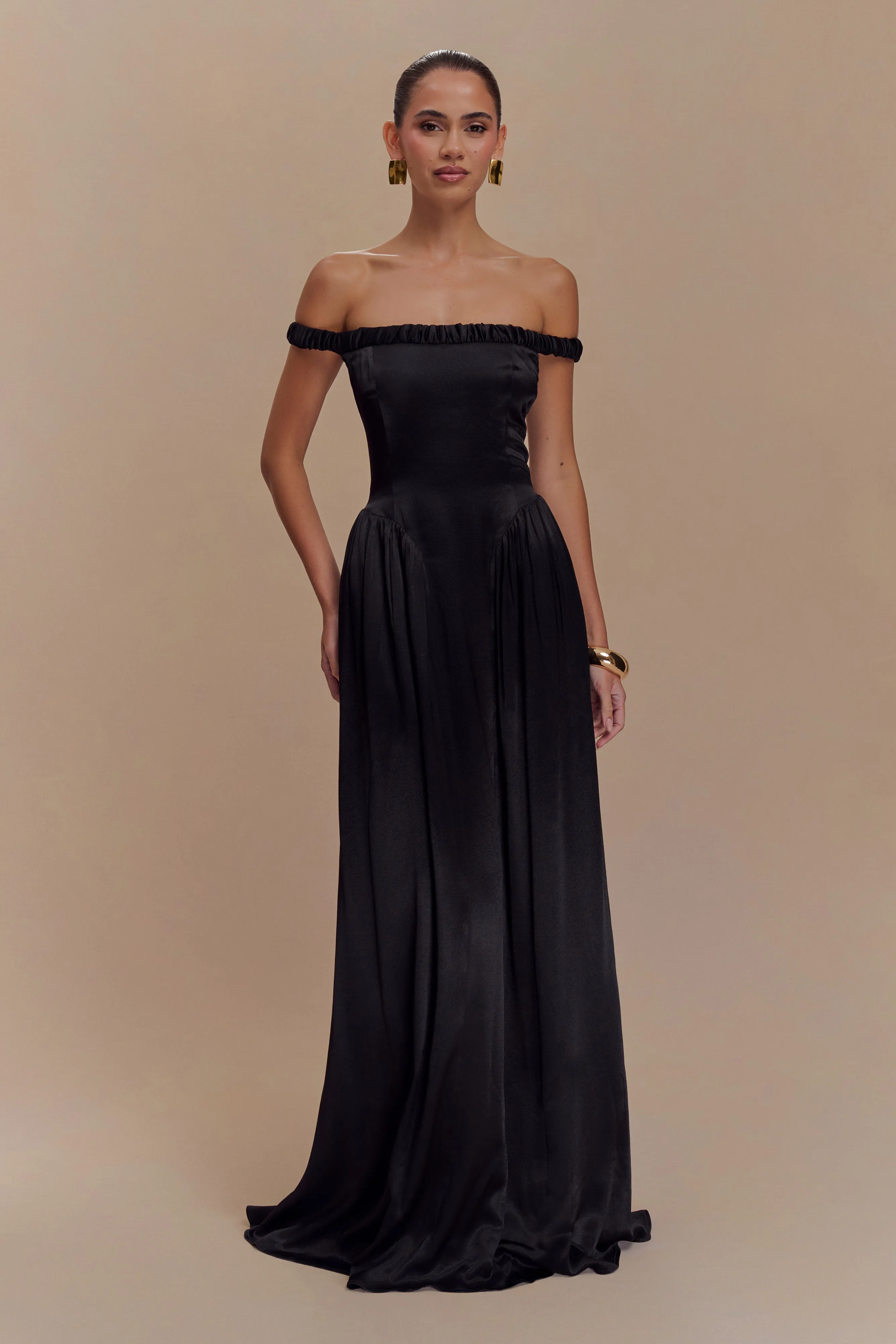 Coco Dropped Waist Maxi Dress - Black sold by Meshki