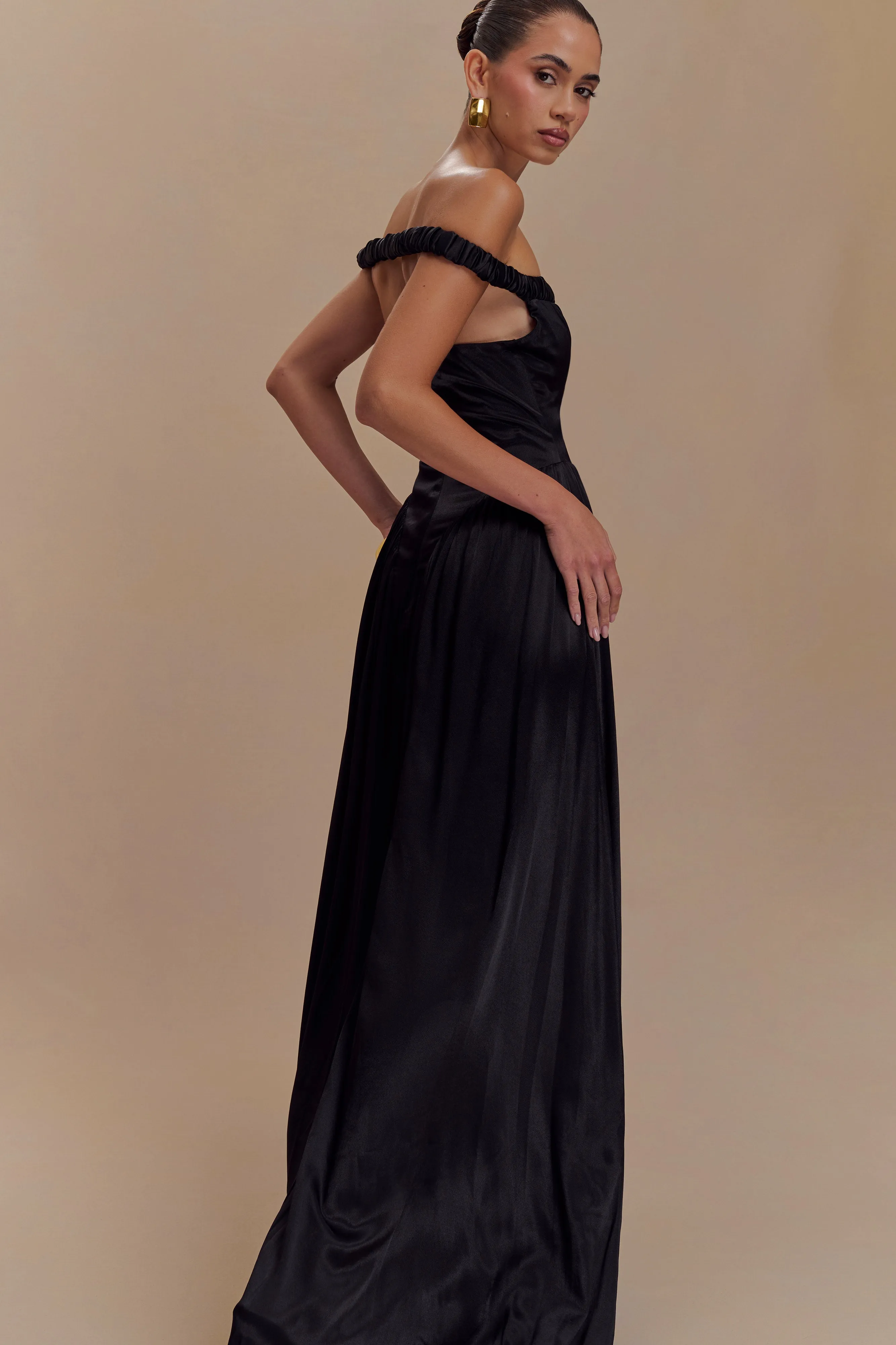 Coco Dropped Waist Maxi Dress - Black sold by Meshki product image thumbnail 4