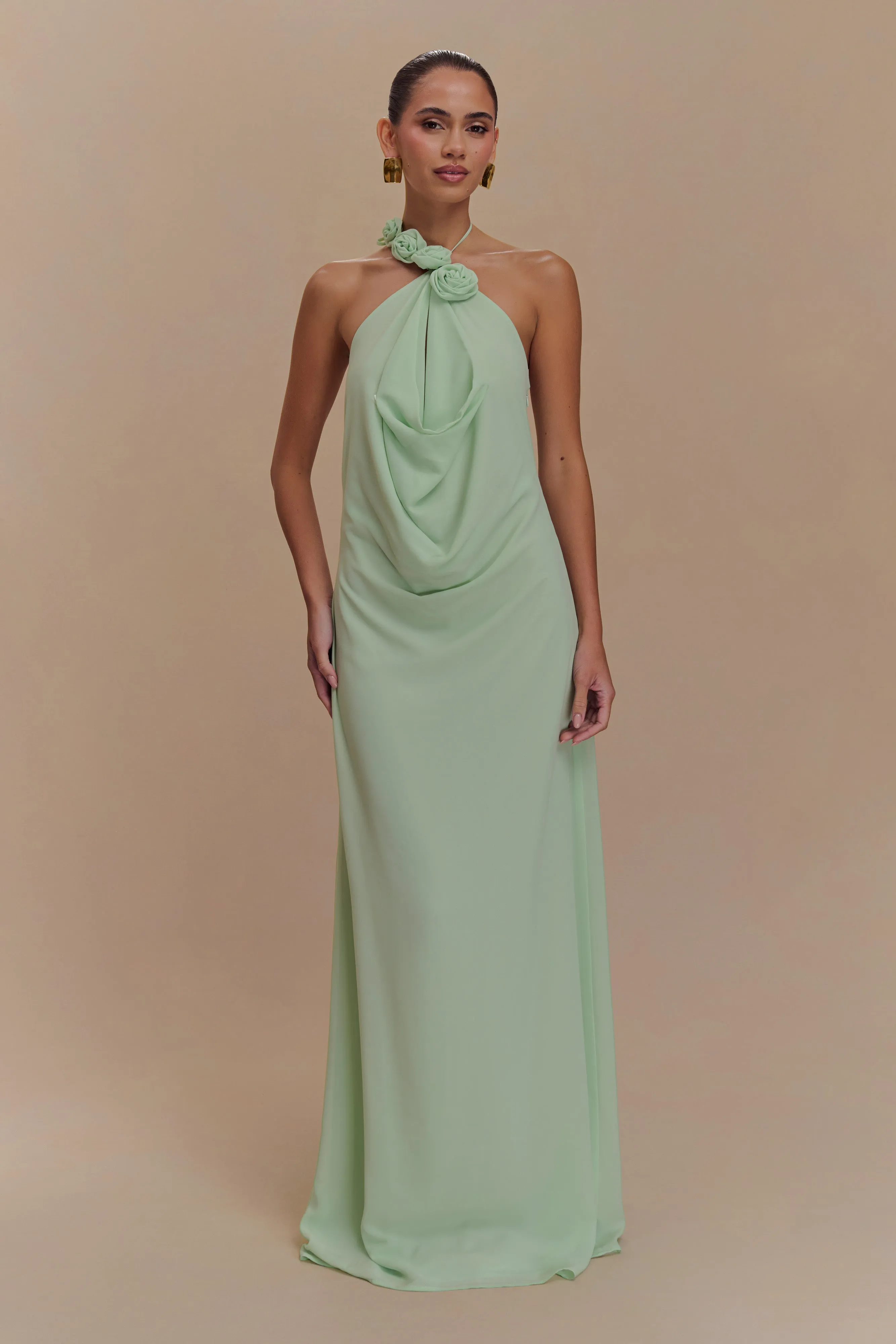Rosalia Cowl Neck Maxi Dress - Sage sold by Meshki