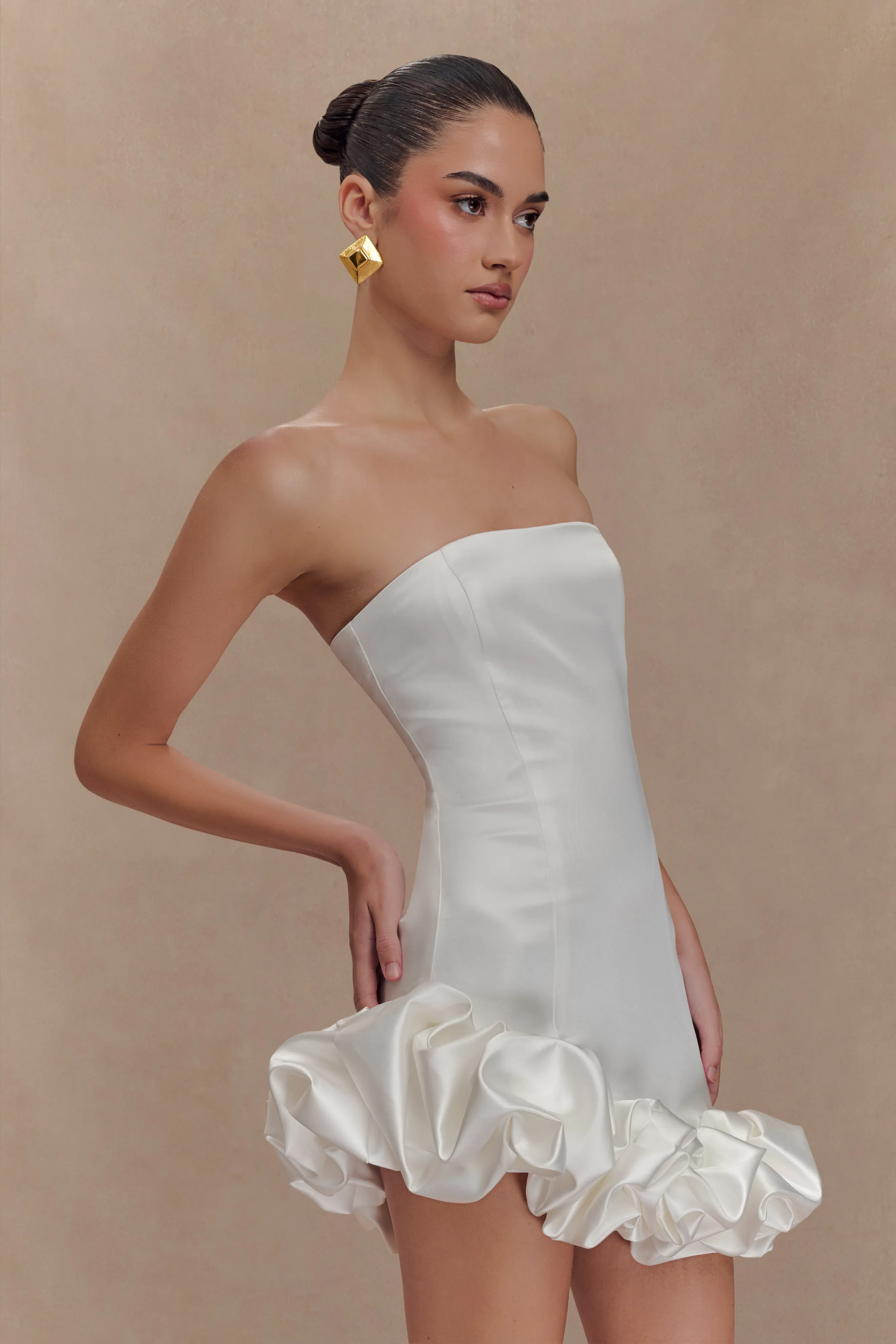 Alba Bubble Mini Dress - White sold by Meshki product image thumbnail 5