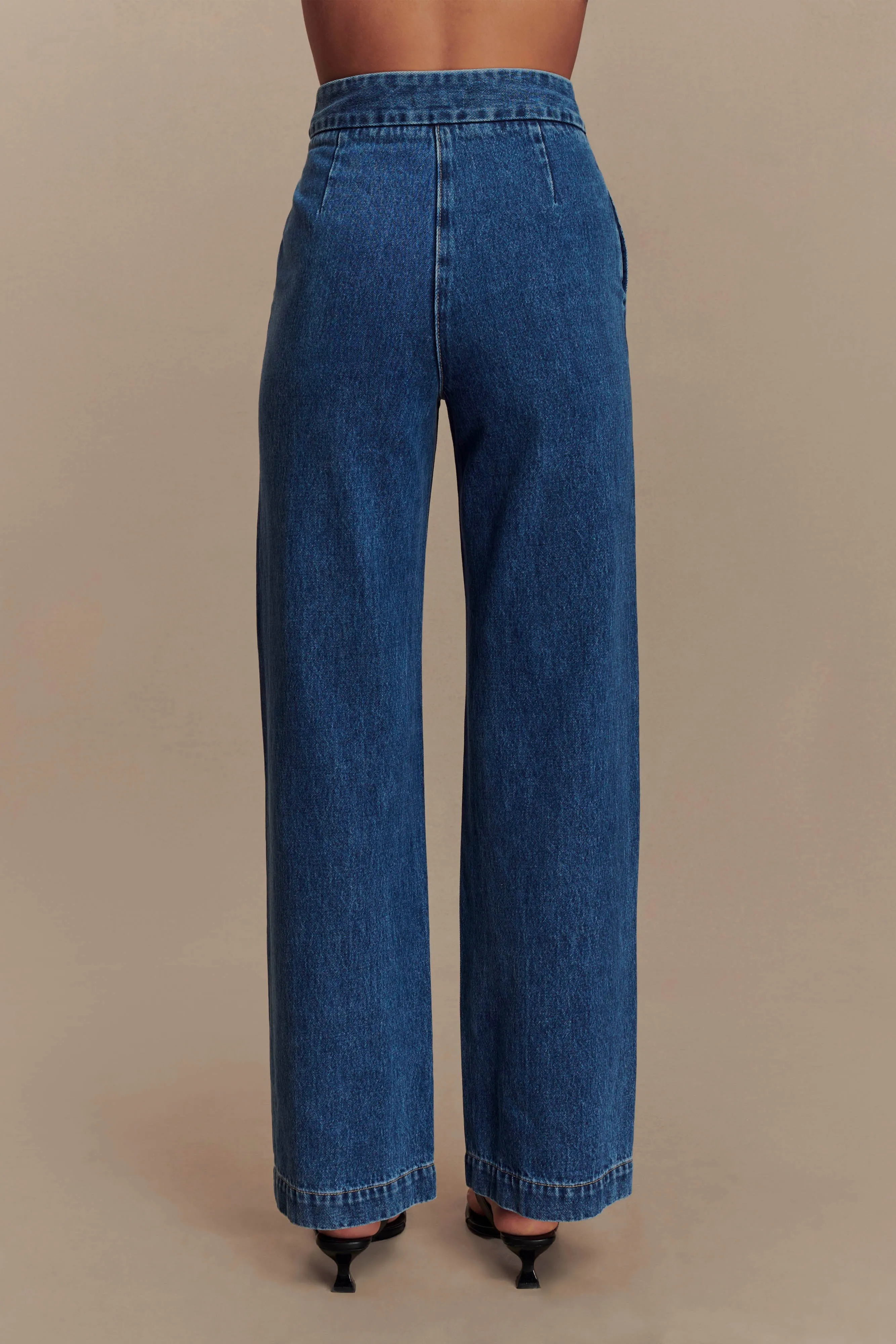 Rayne Wide Leg Denim Jeans - 90'S Blue sold by Meshki product image thumbnail 2