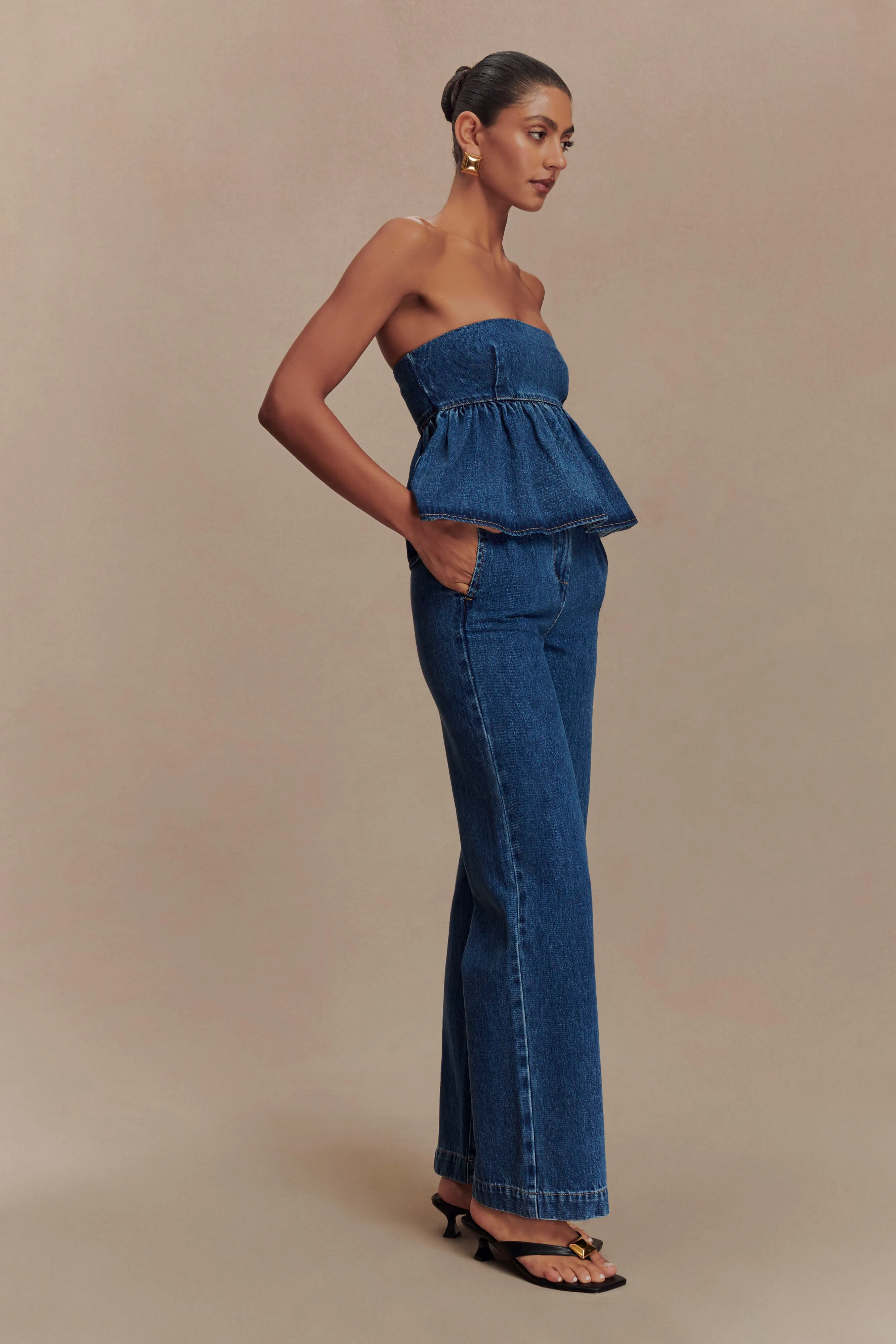 Rayne Wide Leg Denim Jeans - 90'S Blue sold by Meshki product image thumbnail 5