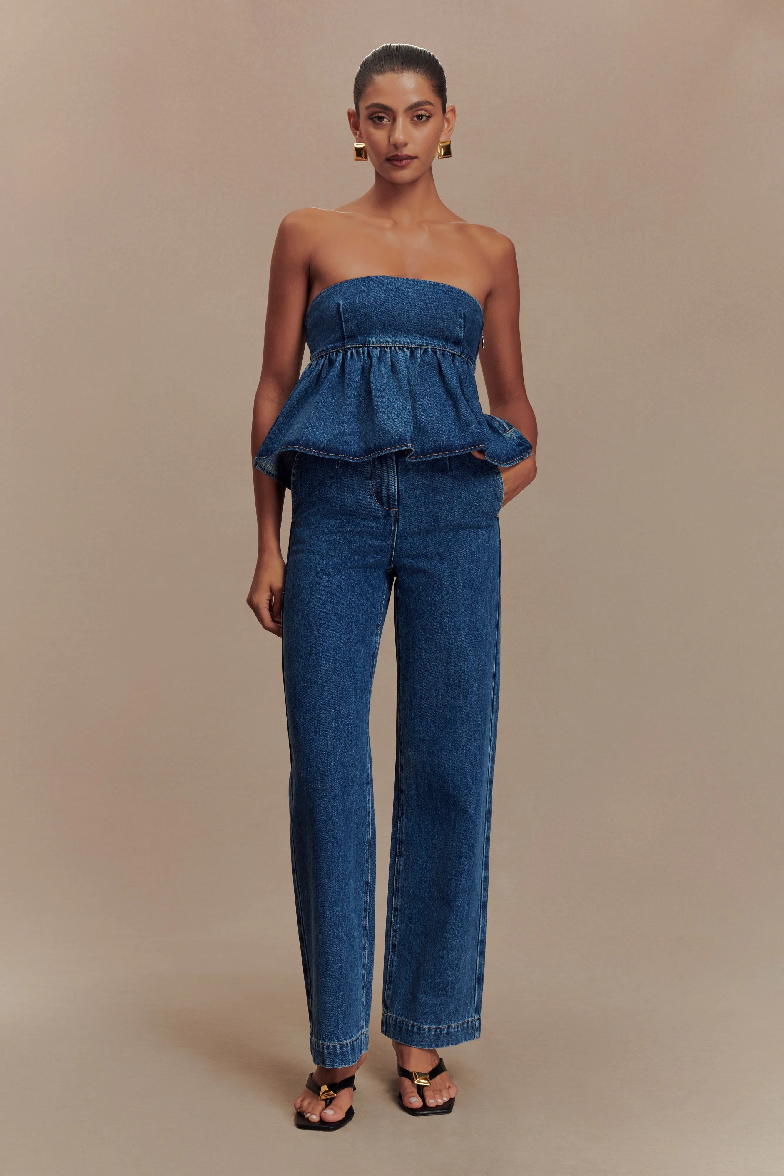 Rayne Wide Leg Denim Jeans - 90'S Blue sold by Meshki product image thumbnail 3
