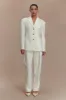 Penelope Pleated High Waisted Pants - Ivory sold by Meshki