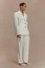 Penelope Pleated High Waisted Pants - Ivory sold by Meshki