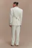Penelope Pleated High Waisted Pants - Ivory sold by Meshki