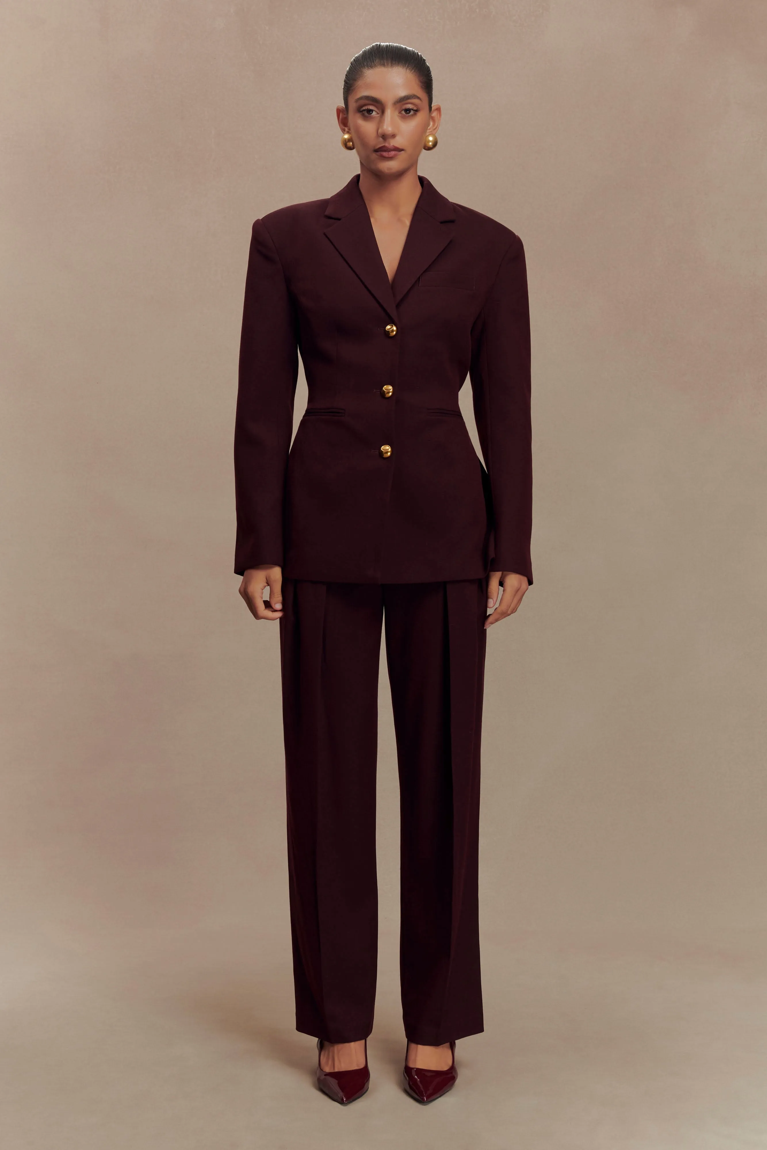 Bellamy Cinched Blazer - Mahogany sold by Meshki product image thumbnail 5