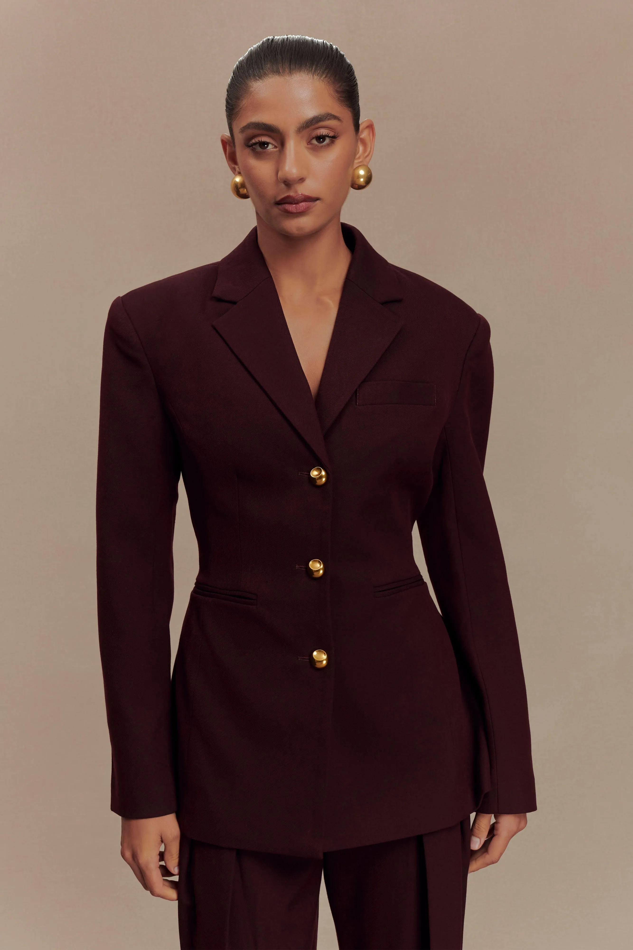 Bellamy Cinched Blazer - Mahogany sold by Meshki product image thumbnail 2