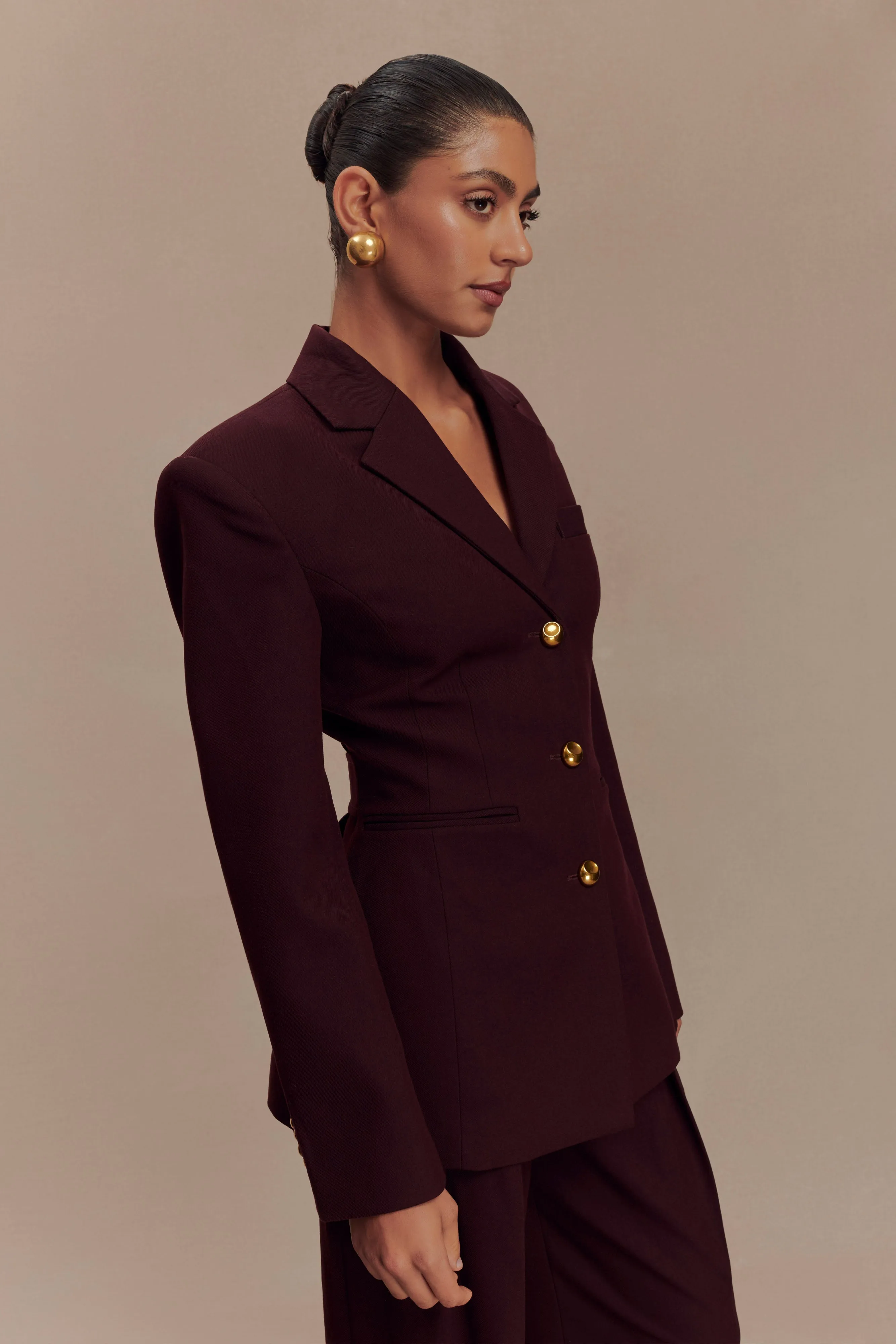 Bellamy Cinched Blazer - Mahogany sold by Meshki product image thumbnail 4