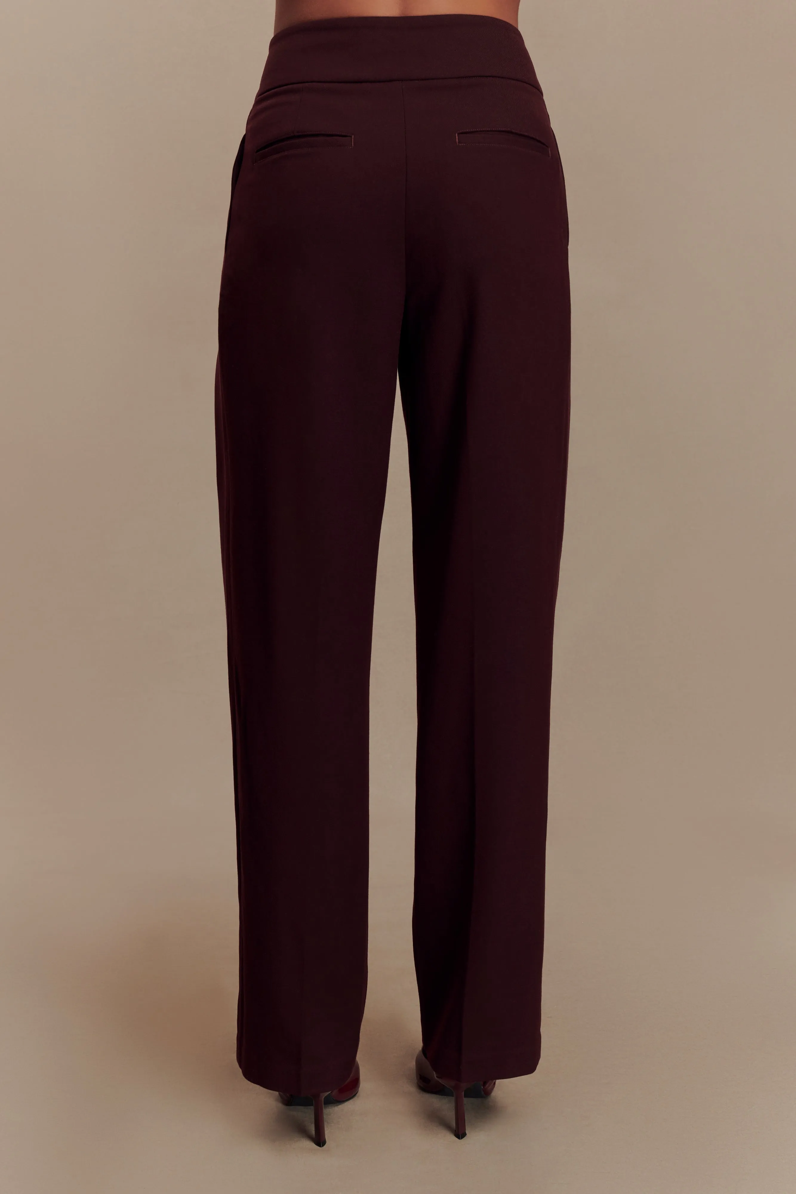 Penelope Pleated High Waisted Pants - Mahogany sold by Meshki product image thumbnail 2