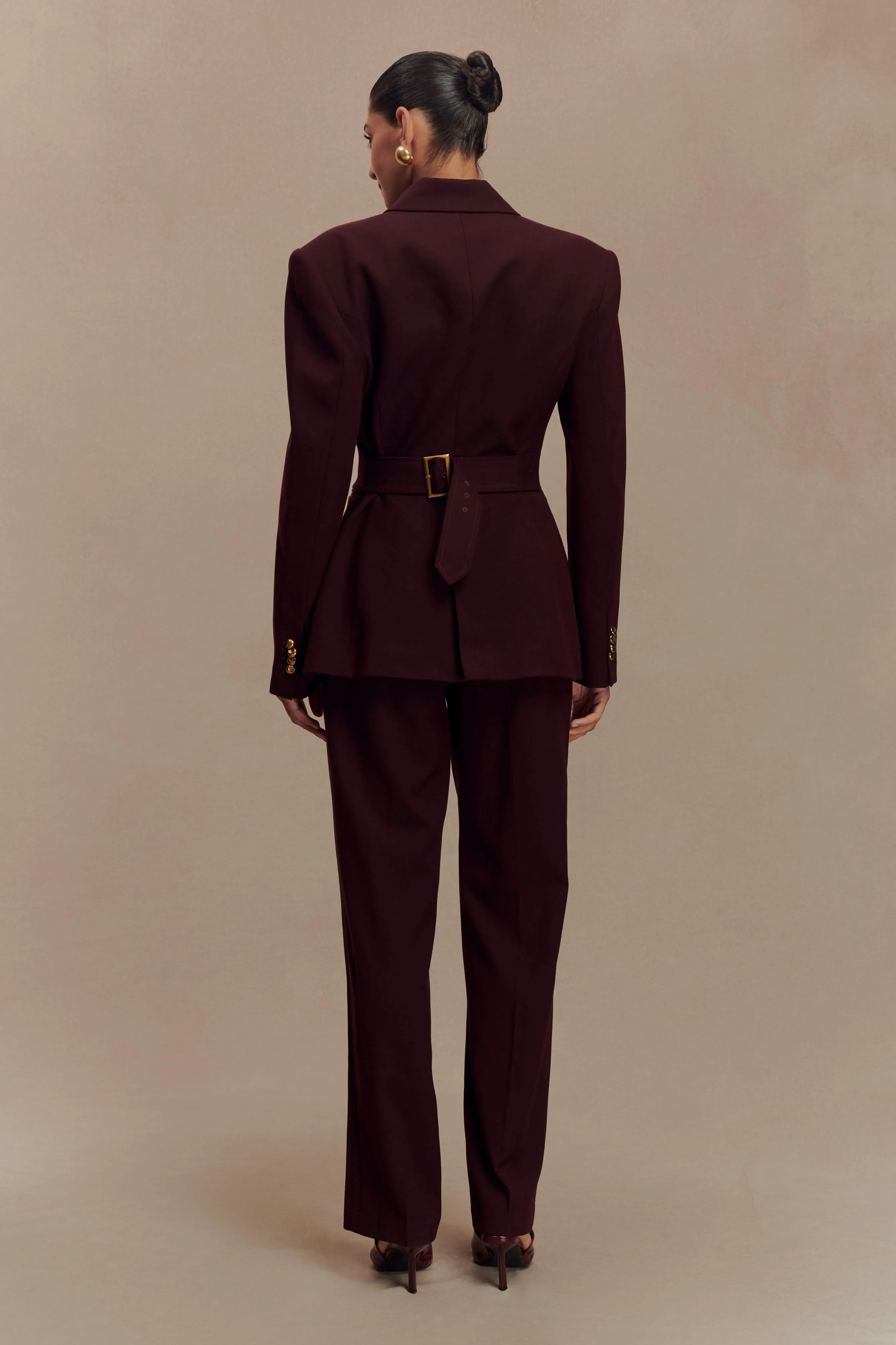 Penelope Pleated High Waisted Pants - Mahogany sold by Meshki product image thumbnail 4