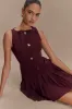 Mackenzie Sleeveless Pleated Mini Dress - Mahogany sold by Meshki