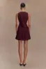 Mackenzie Sleeveless Pleated Mini Dress - Mahogany sold by Meshki