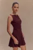 Mackenzie Sleeveless Pleated Mini Dress - Mahogany sold by Meshki
