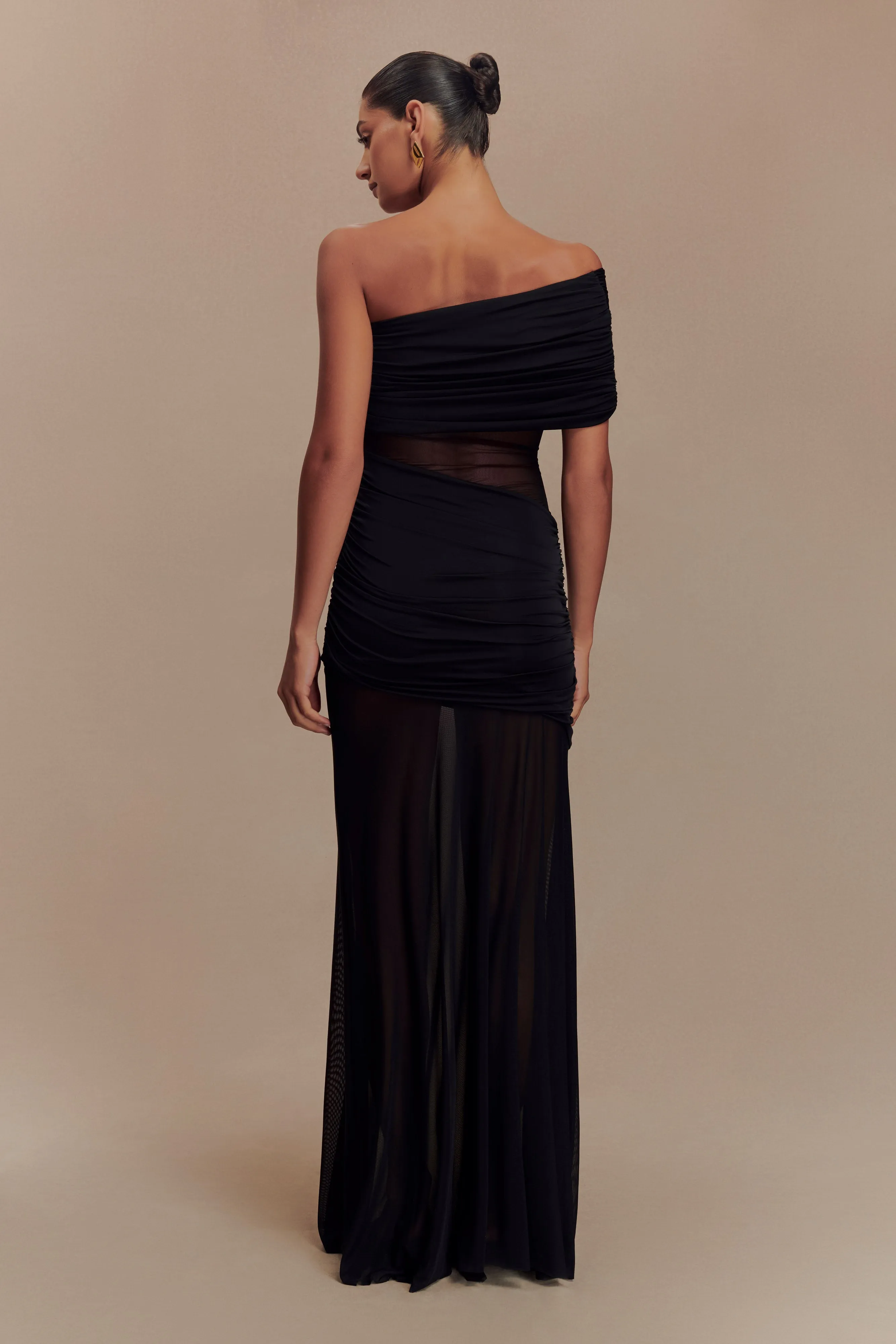 Dallas One Shoulder Mesh Maxi Dress - Black sold by Meshki product image thumbnail 2