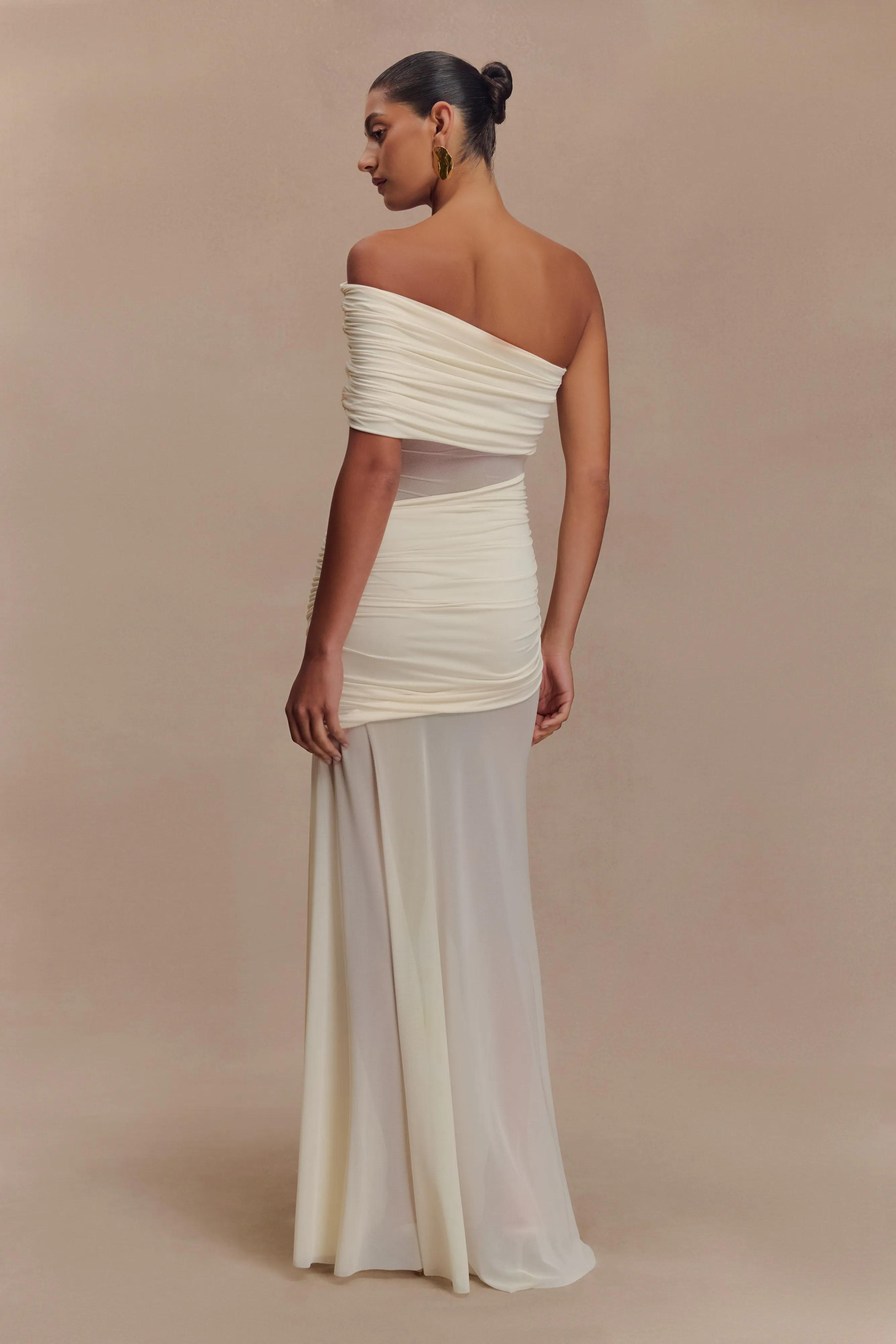 Dallas One Shoulder Mesh Maxi Dress - Ivory sold by Meshki product image thumbnail 2