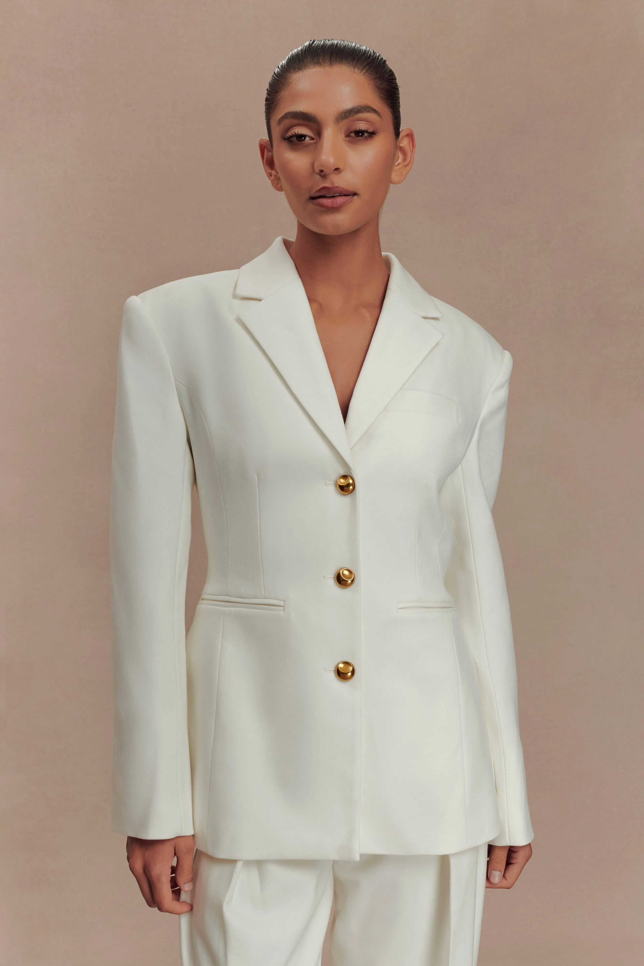 Bellamy Cinched Blazer - Ivory sold by Meshki