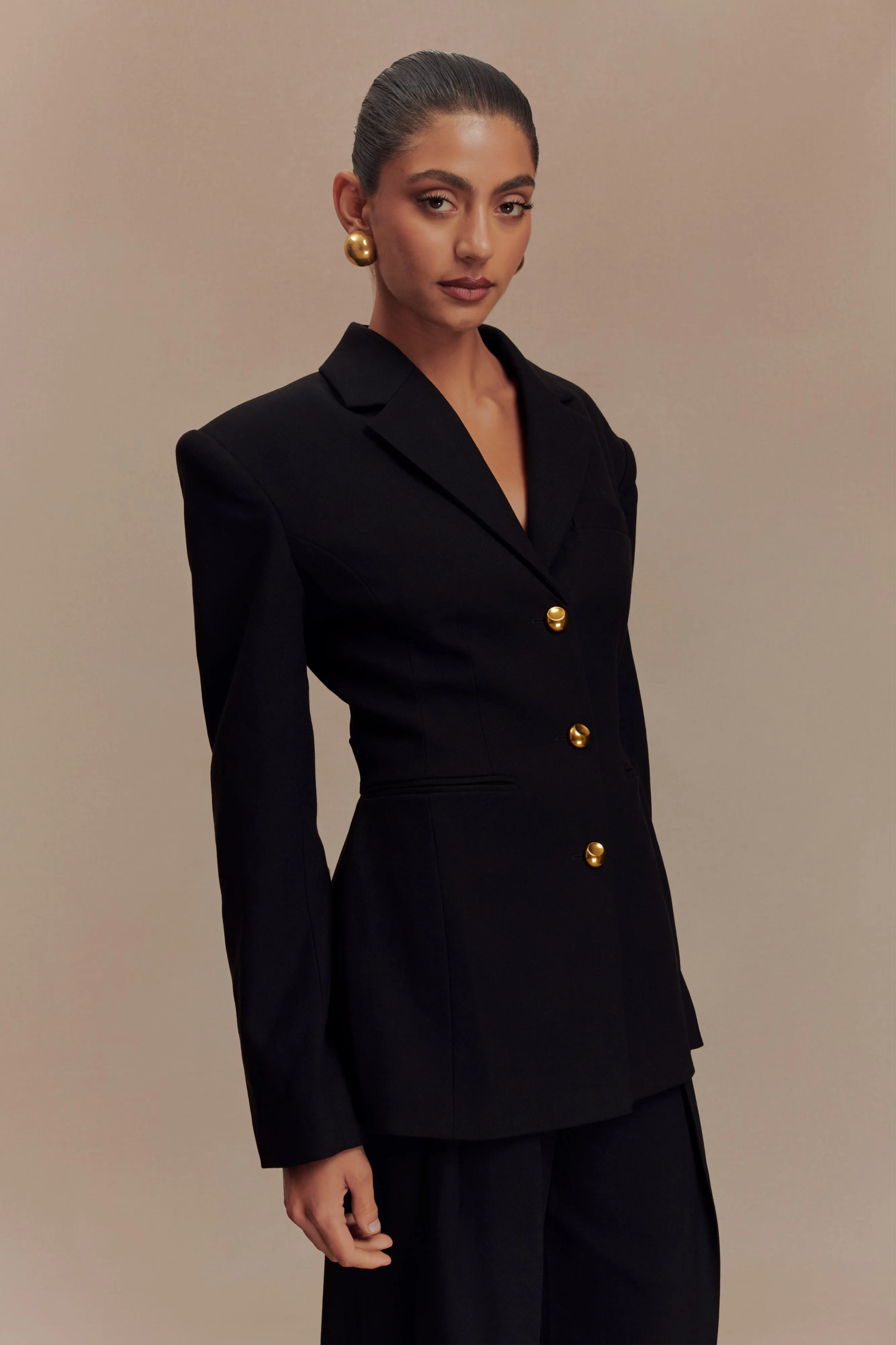 ジャケット BLUMARINE Black Stretch Polyester Blend Blazer Sportmax wool blazer Echi PRM EU