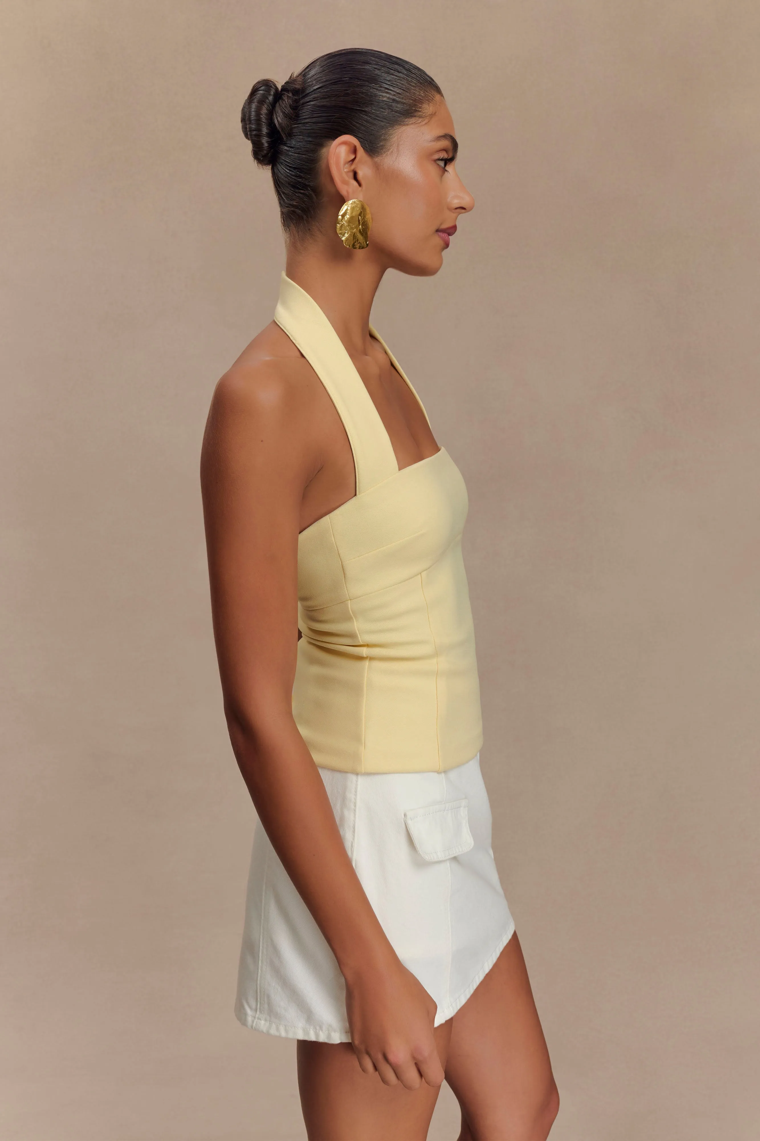 Amelita Suiting Halter Top - Pale Lemon sold by Meshki product image thumbnail 2