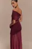 Dallas One Shoulder Mesh Maxi Dress - Burgundy sold by Meshki