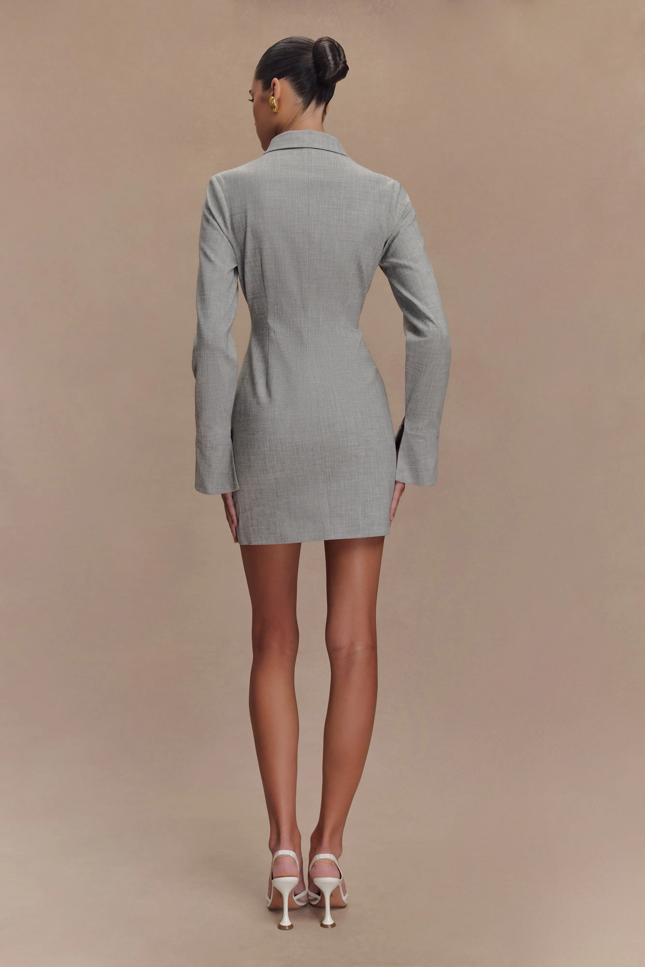 Dorian Fitted Shirt Mini Dress - Charcoal Marle sold by Meshki product image thumbnail 2
