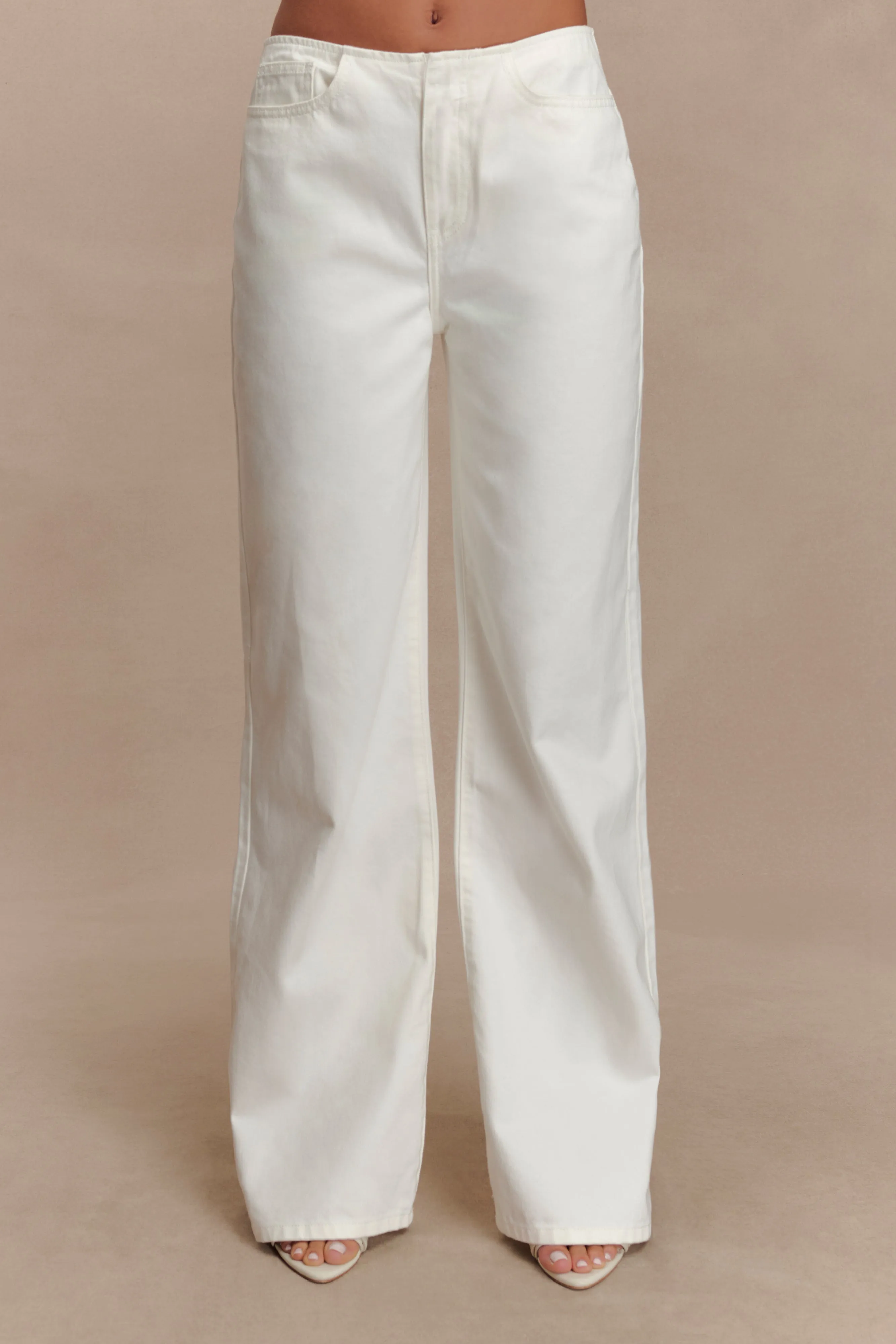 Caitlin Mid Rise Denim Jeans - White sold by Meshki