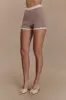 Julianne Contrast Knit Shorts - Pebble/Ivory sold by Meshki