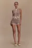 Julianne Contrast Knit Shorts - Pebble/Ivory sold by Meshki