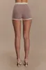 Julianne Contrast Knit Shorts - Pebble/Ivory sold by Meshki