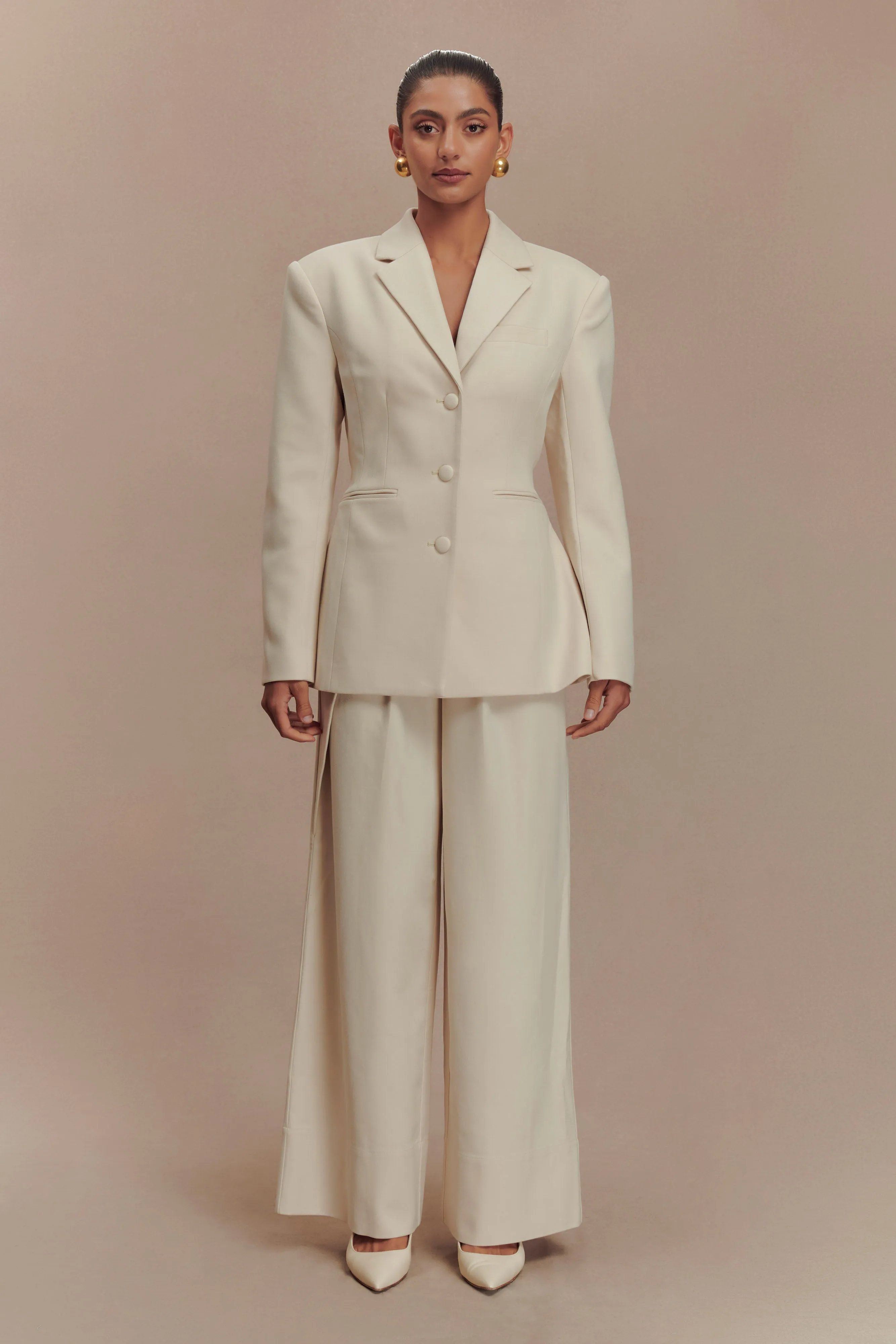 Mila Straight Leg Suiting Pant - Buttermilk sold by Meshki product image thumbnail 3