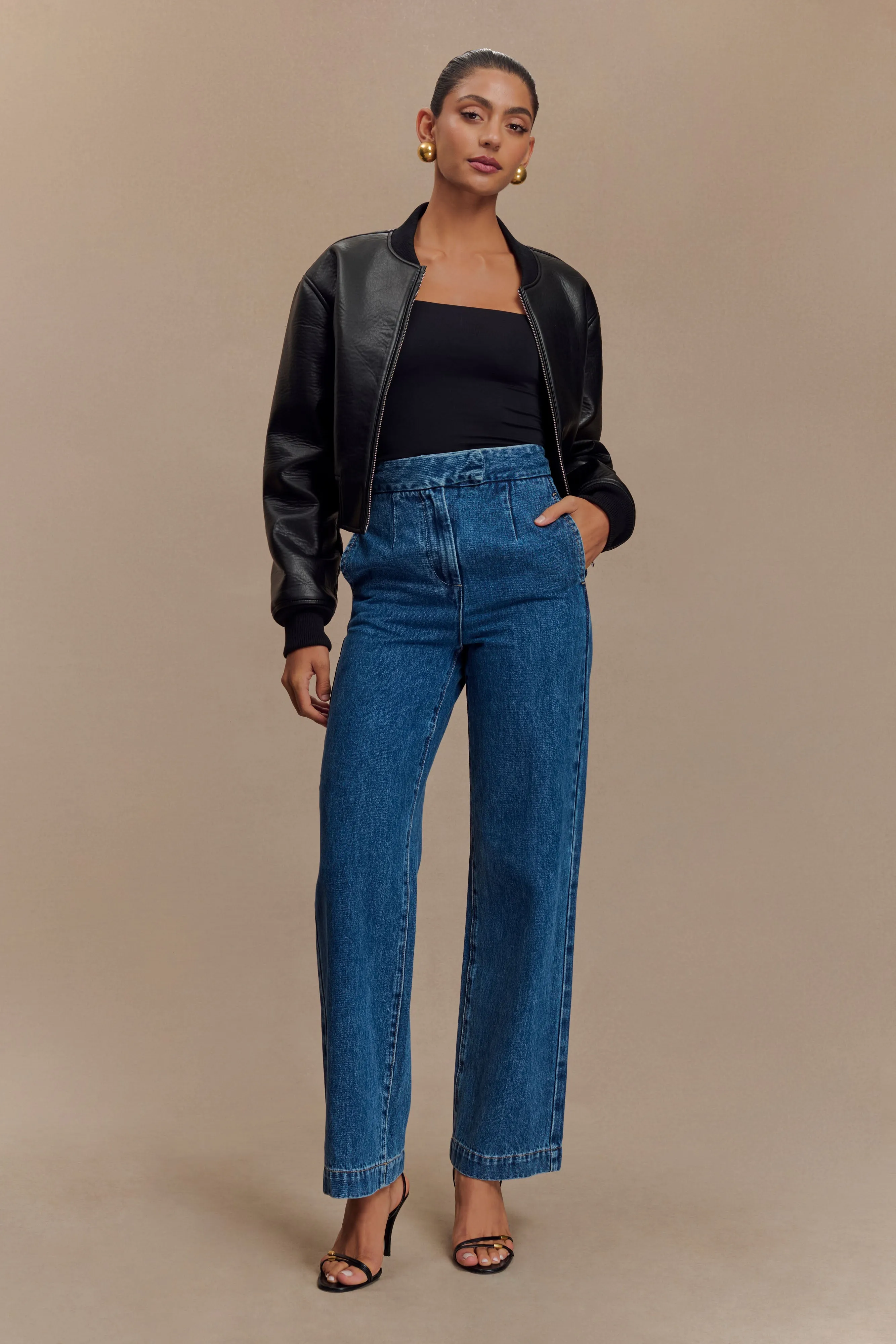 Codi Faux Leather Bomber Jacket - Black sold by Meshki product image thumbnail 5